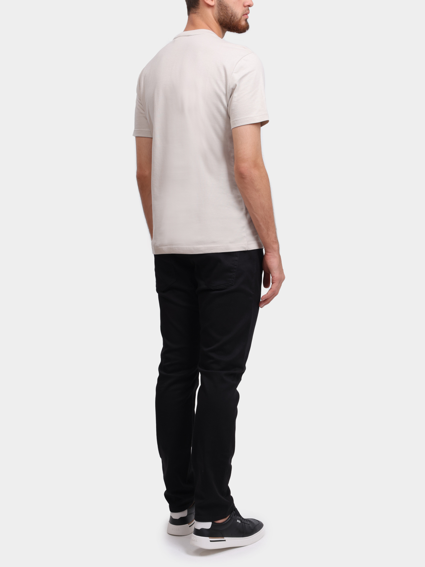 Футболка Calvin Klein K10K114156 PE0 бежевая мужская с логотипом — купить в интернет-магазине Verdistore