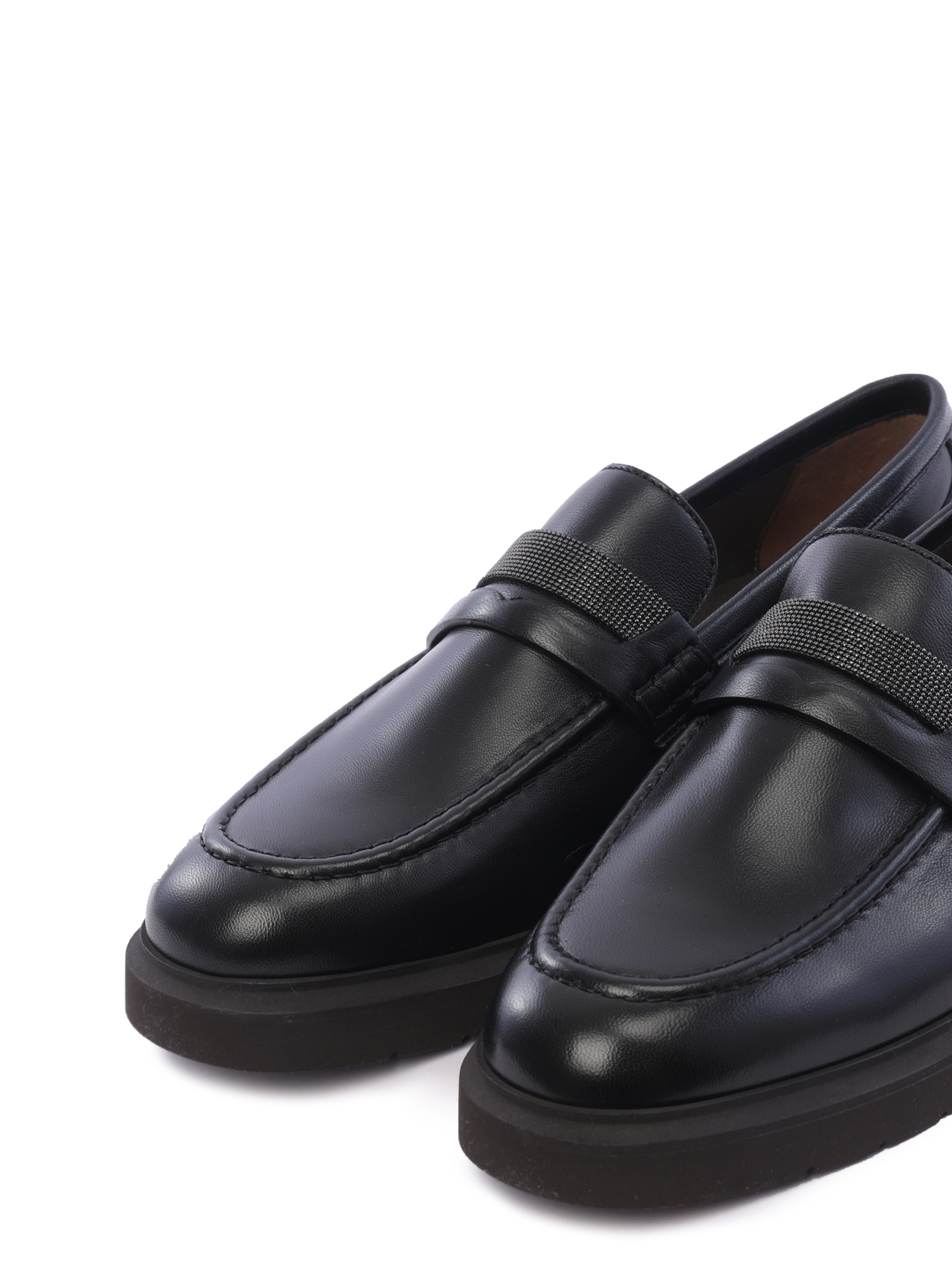 Лоферы Brunello Cucinelli MZNAGB1213 C101 черные женские из кожи — купить в интернет-магазине Verdistore