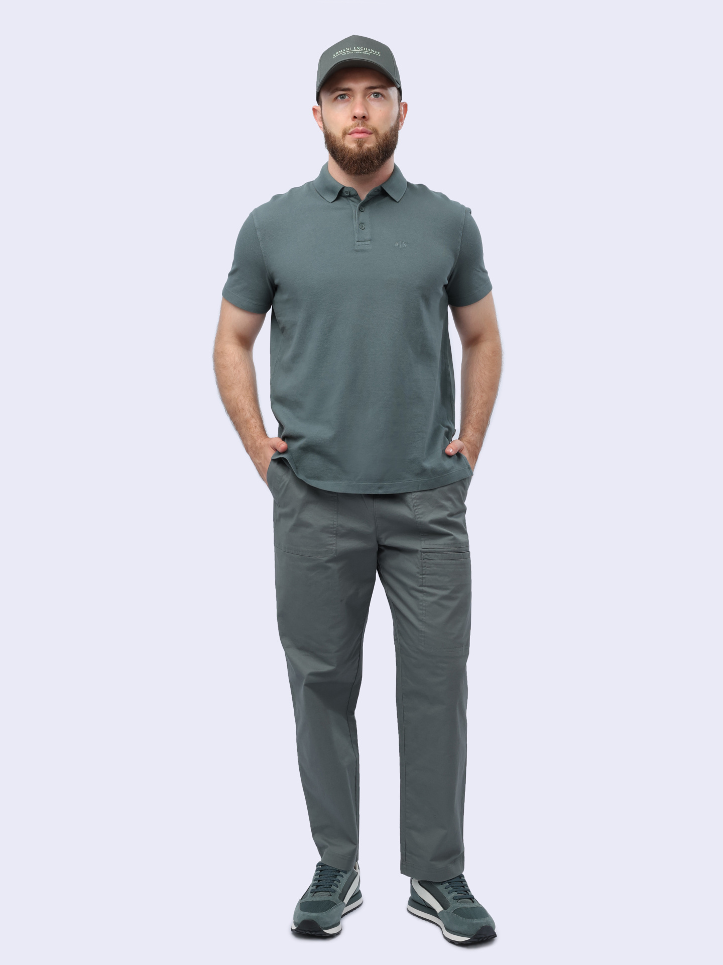Поло Armani Exchange 3DZFAB ZJXUZ 1839 темно-серое мужское из хлопка — купить в интернет-магазине Verdistore