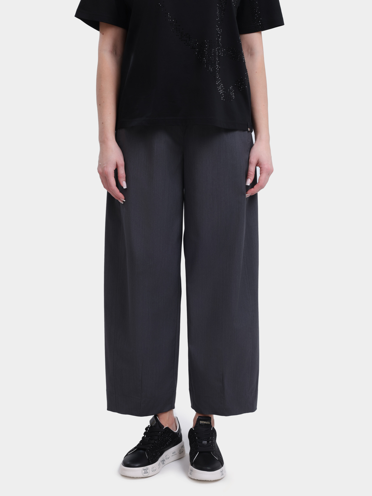 Брюки Herno PT000226D 33484 9487 серые женские прямого кроя укороченные  — купить в интернет-магазине Verdistore