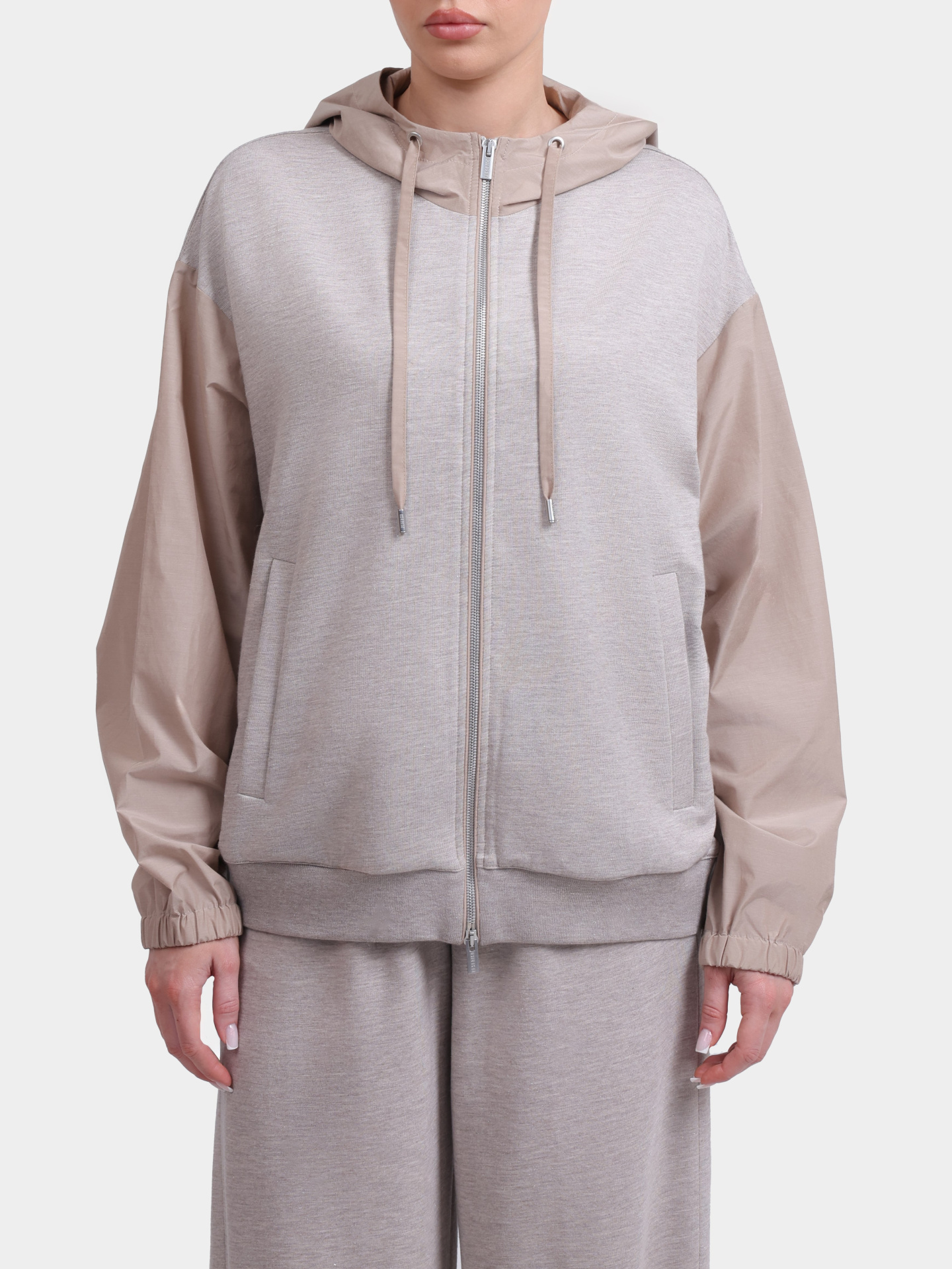 Мастерка Peserico A12577 J0 2355A 49A комбинированная женская с капюшоном — купить в интернет-магазине Verdistore