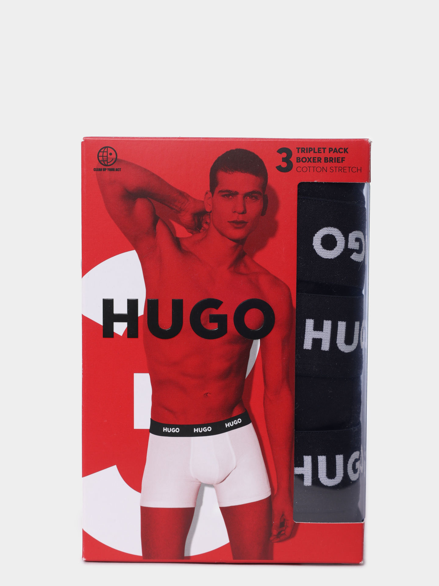 Трусы комплект Hugo BOXERBR TRIPLET PACK черные мужские — купить в интернет-магазине Verdistore