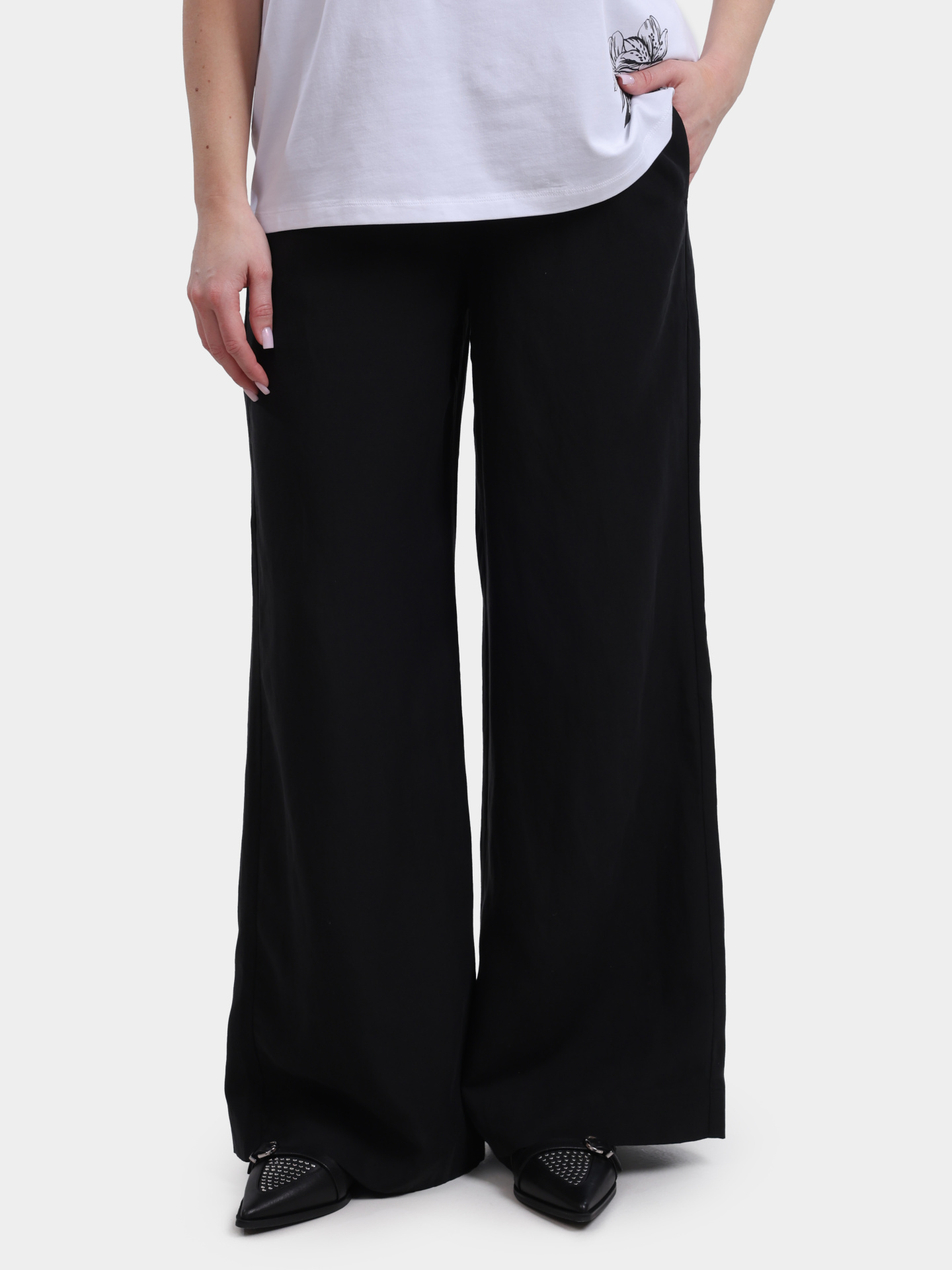 Брюки Liu-Jo WHITE LABEL WA6368 T4818 22222 черные женские свободного кроя  — купить в интернет-магазине Verdistore