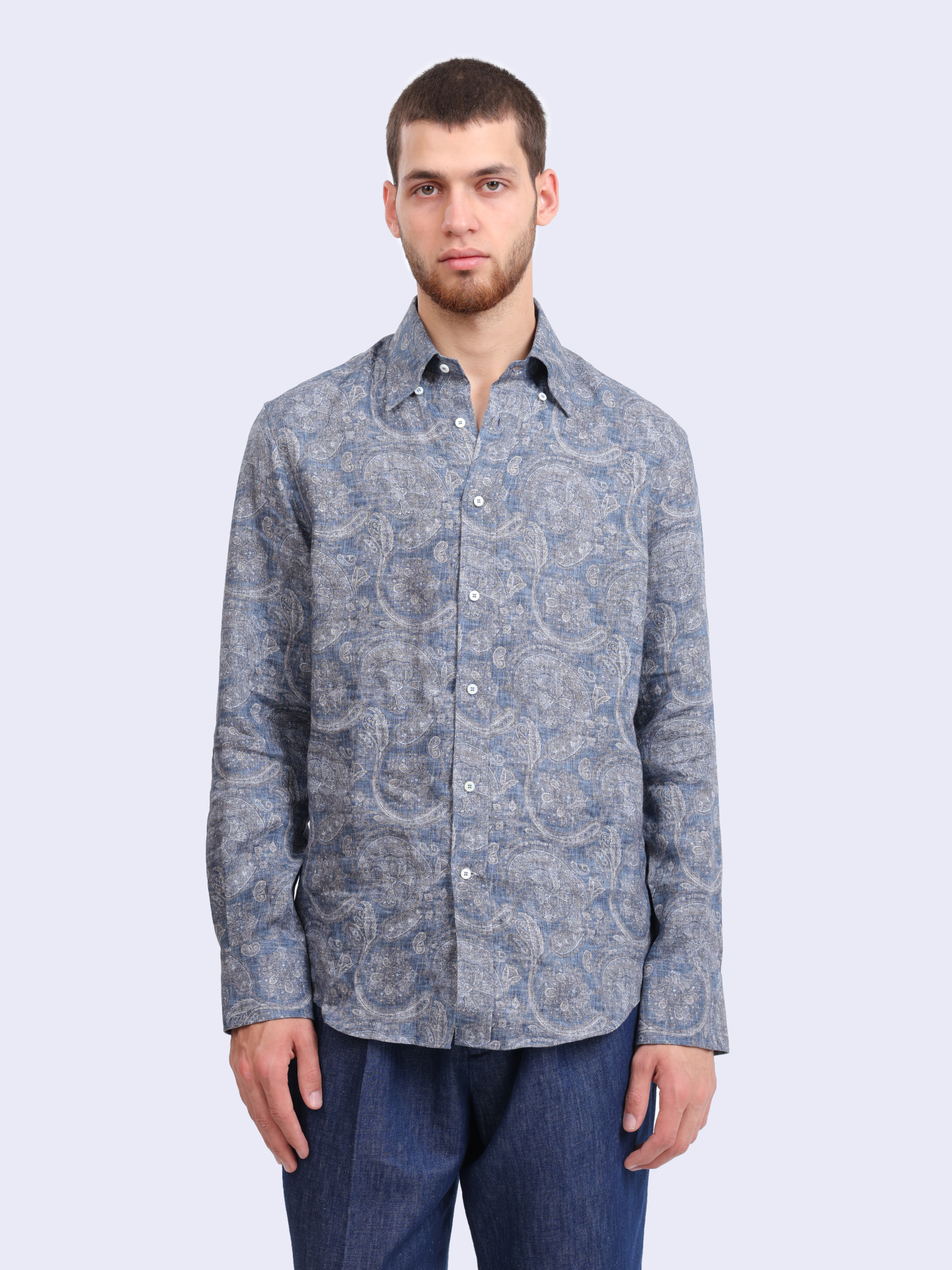 Рубашка Brunello Cucinelli MM6561716 C001 льняная мужская — купить в интернет-магазине Verdistore