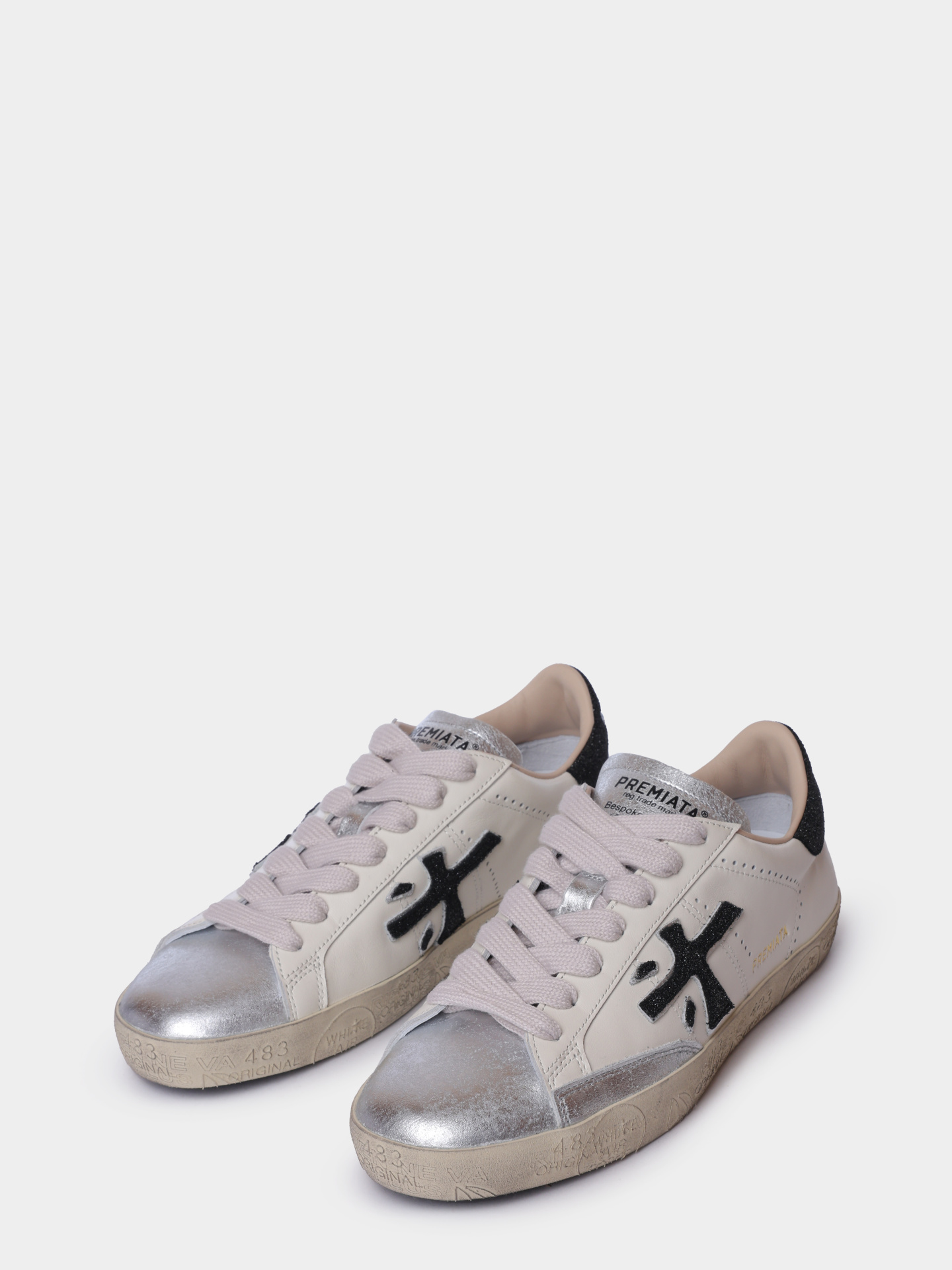 Кеды Premiata Sport STEVEND VAR 6936 молочные женские комбинированные с серебристым носком — купить в интернет-магазине Verdistore