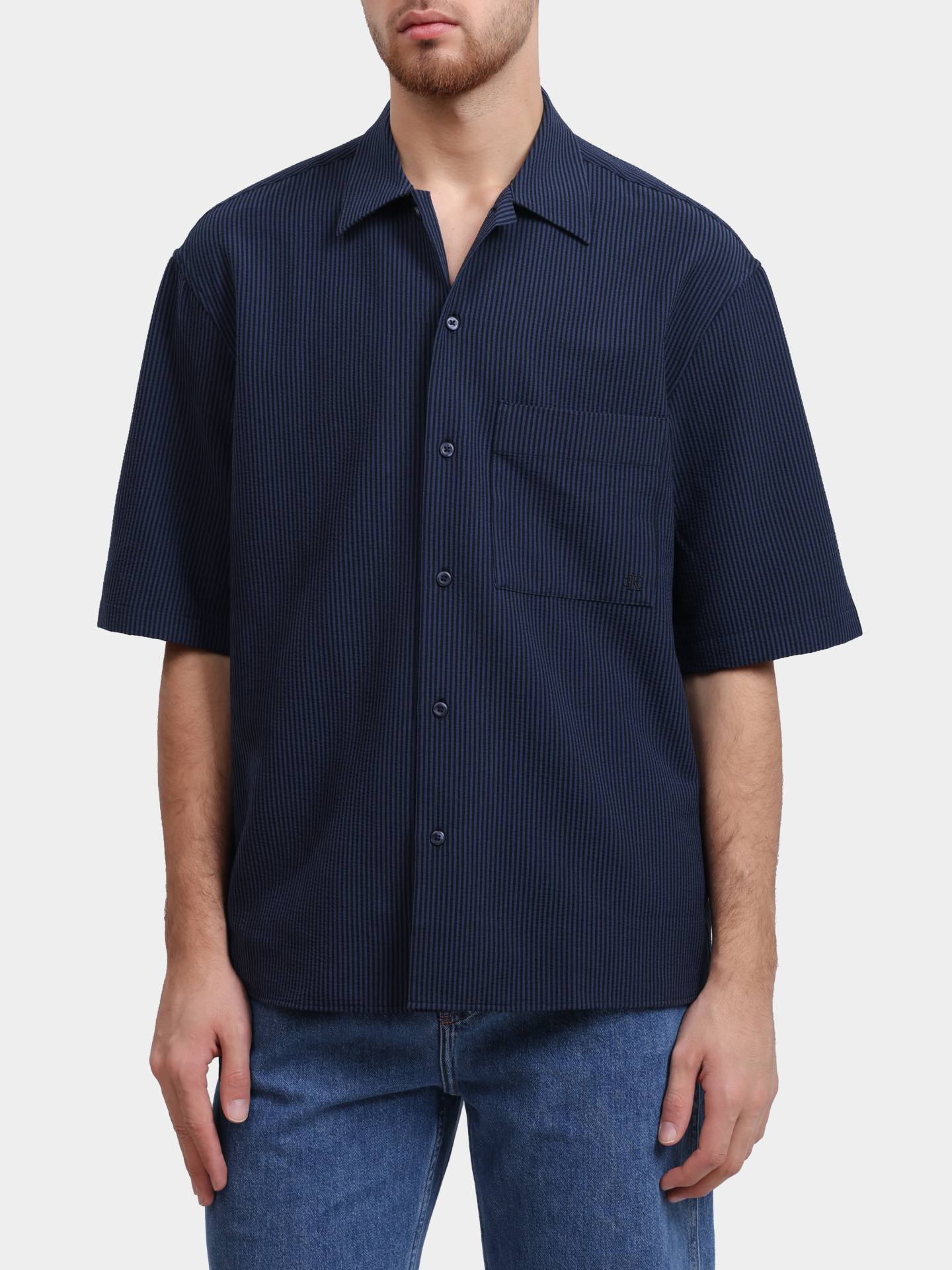 Рубашка Calvin Klein Jeans LV04RB107G CEF хлопковая мужская в полоску — купить в интернет-магазине Verdistore