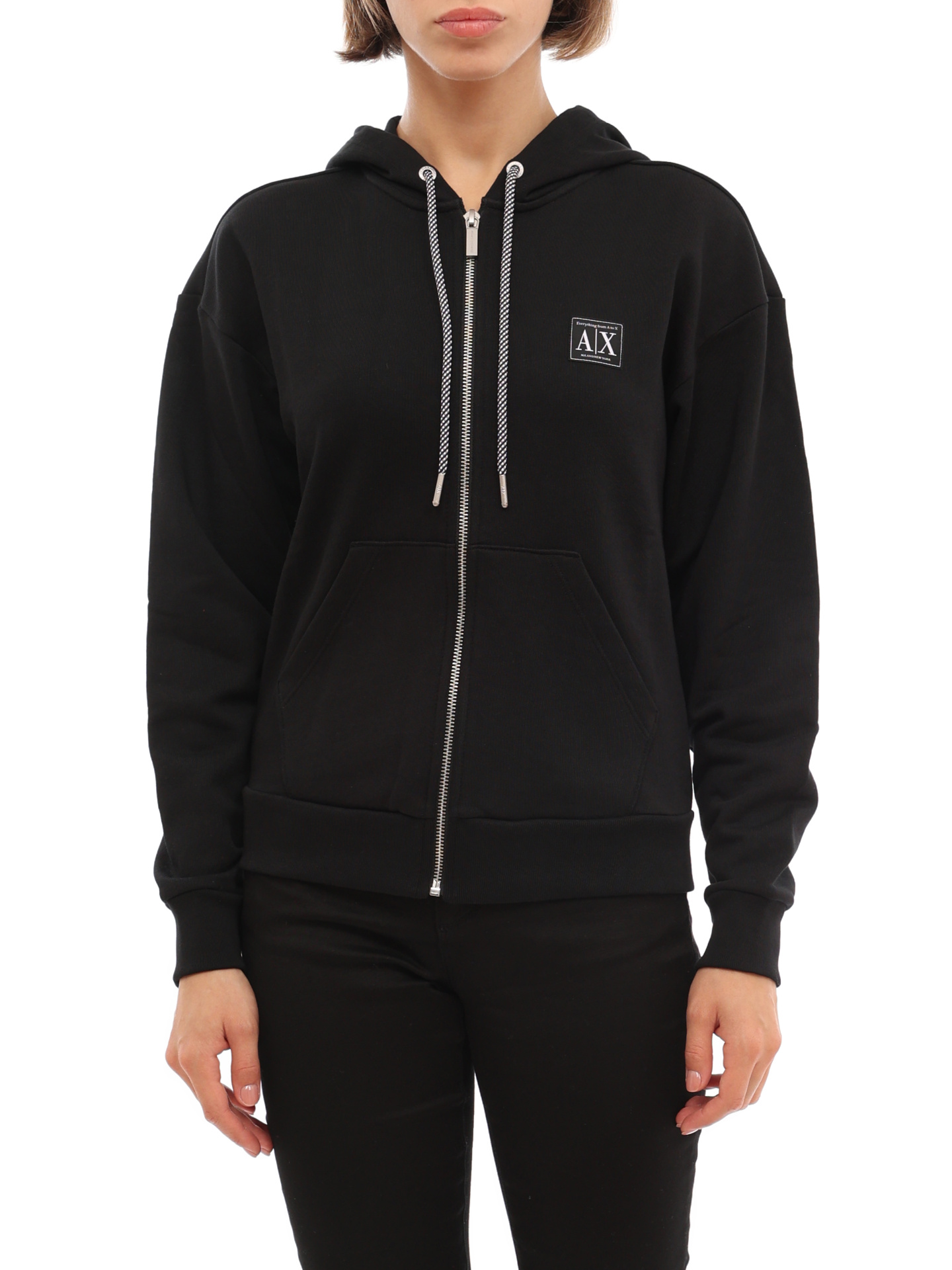 Мастерка Armani Exchange 3LYM17 YJ5VZ 1200 черная женская с капюшоном — купить в интернет-магазине Verdistore