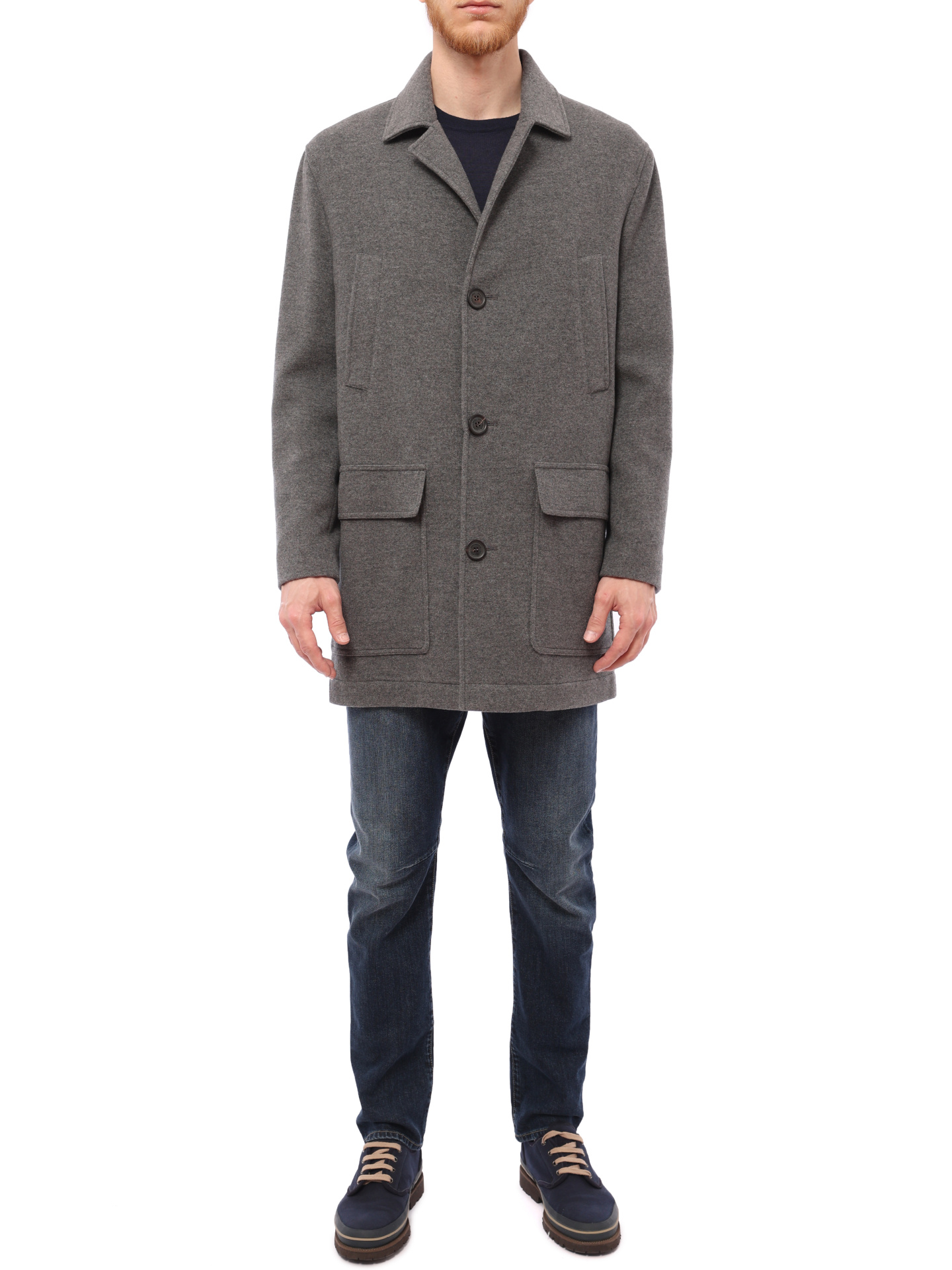 Пальто Brunello Cucinelli MT4979090 С202 серое мужское кашемировое — купить в интернет-магазине Verdistore