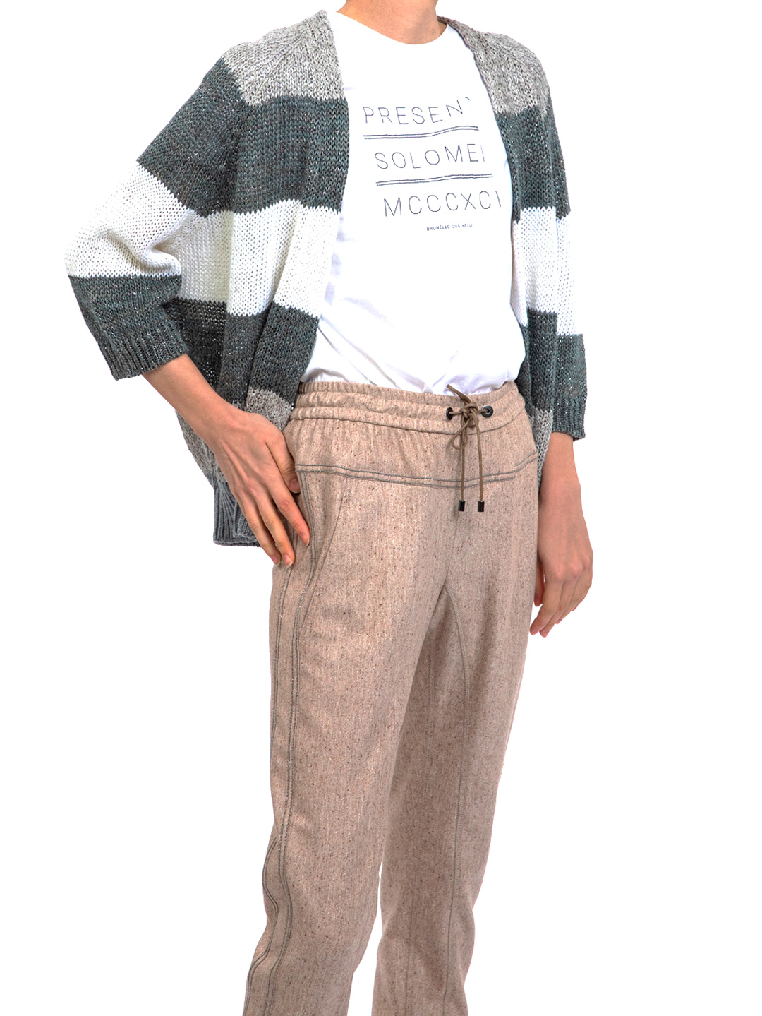 Кардиган Brunello Cucinelli M8N306006 полосатый женский — купить в интернет-магазине Verdistore