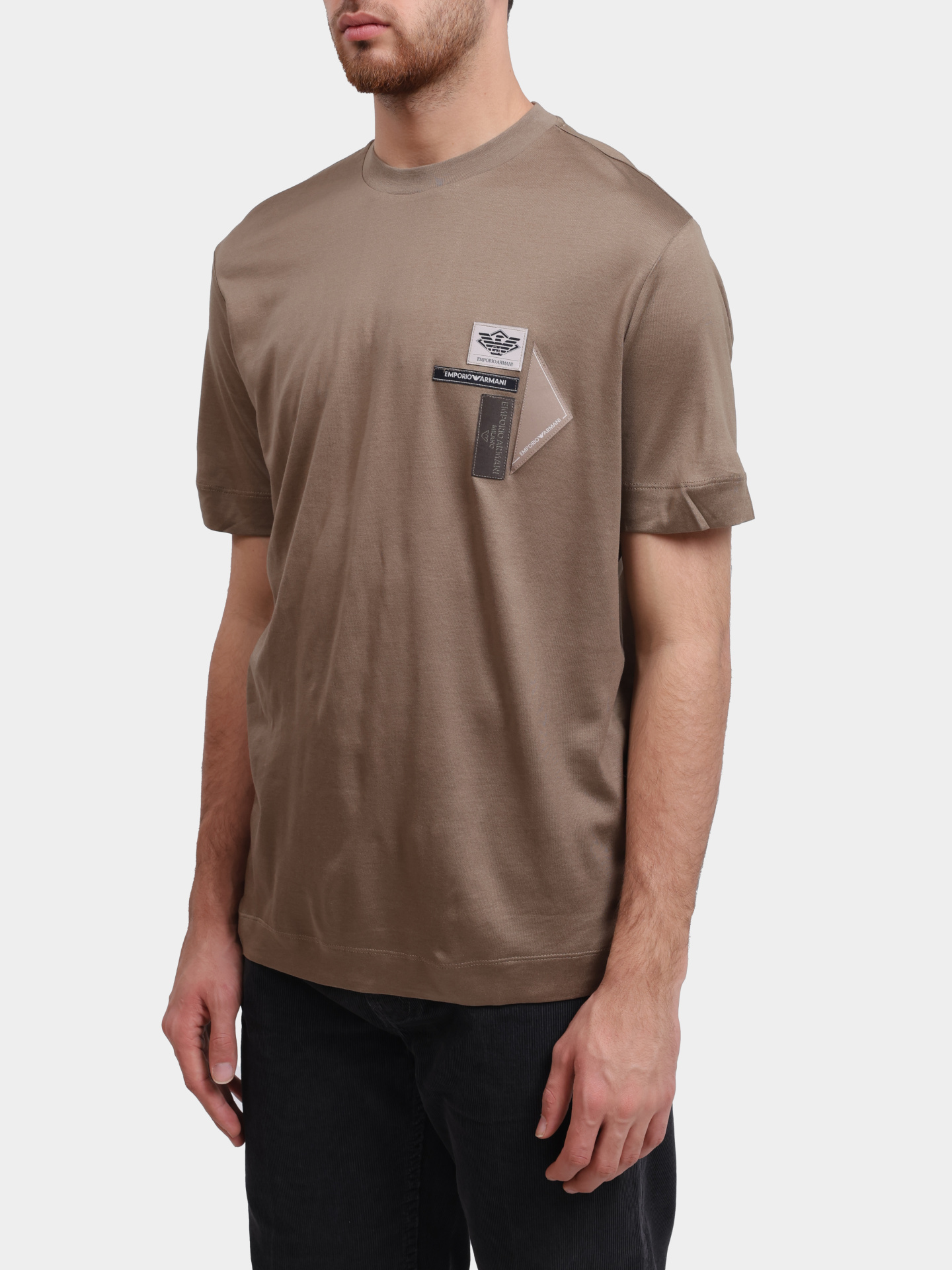Футболка Emporio Armani EM002959 AF18312 U6189 бежевая мужская — купить в интернет-магазине Verdistore