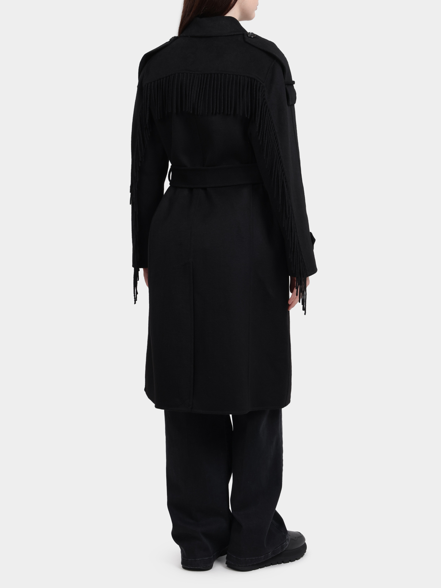 Пальто Liu-Jo CF5058 T4627 22222 черное женское с бахромой — купить в интернет-магазине Verdistore