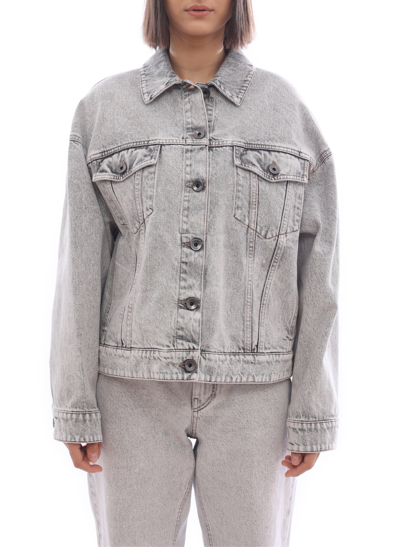 Куртка Brunello Cucinelli MA0952984 C7819 серая женская джинсовая — купить в интернет-магазине Verdistore