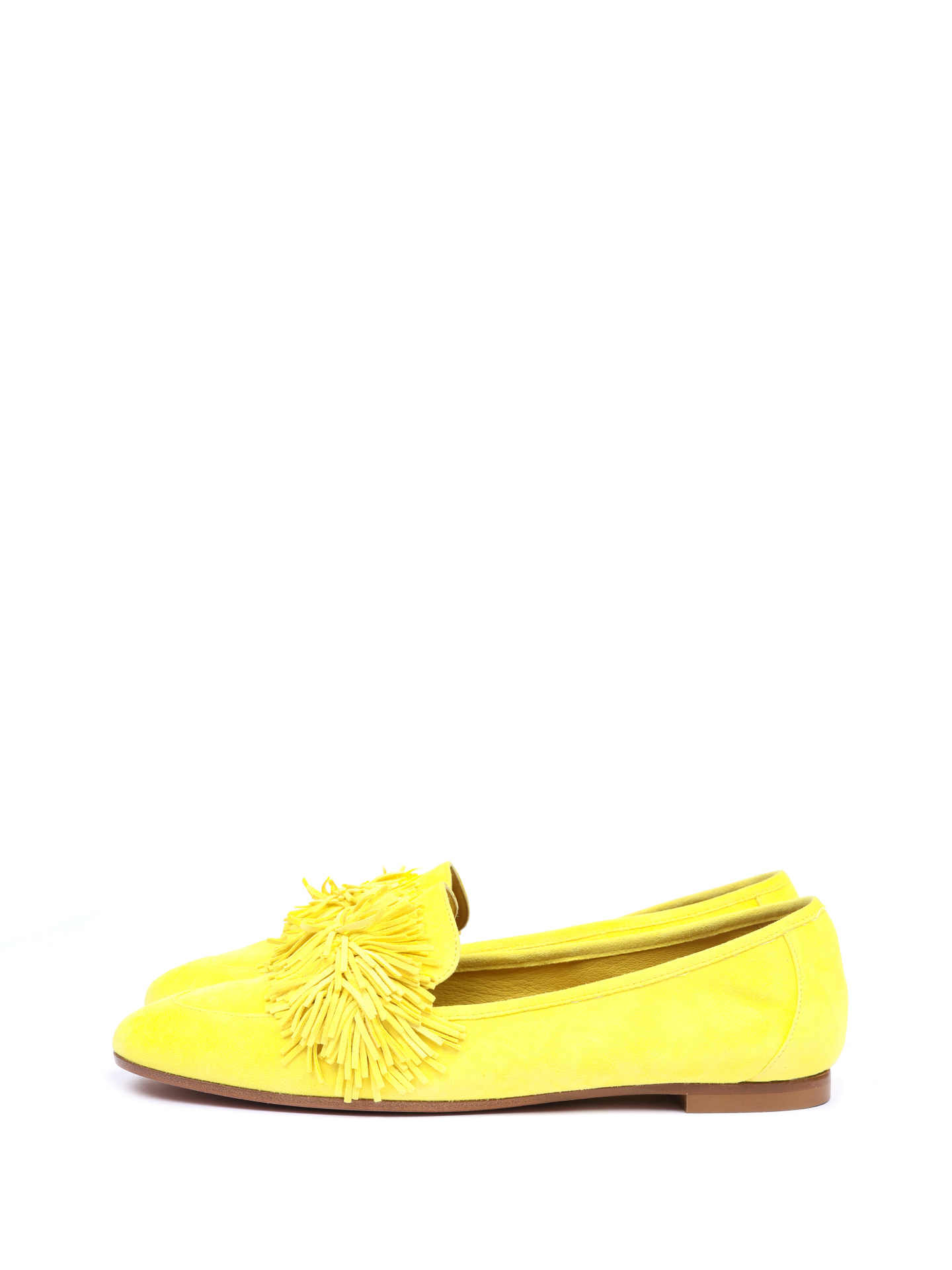 Лоферы Aquazzura Wild Loafer Flat лимонные женские из замши — купить в интернет-магазине Verdistore
