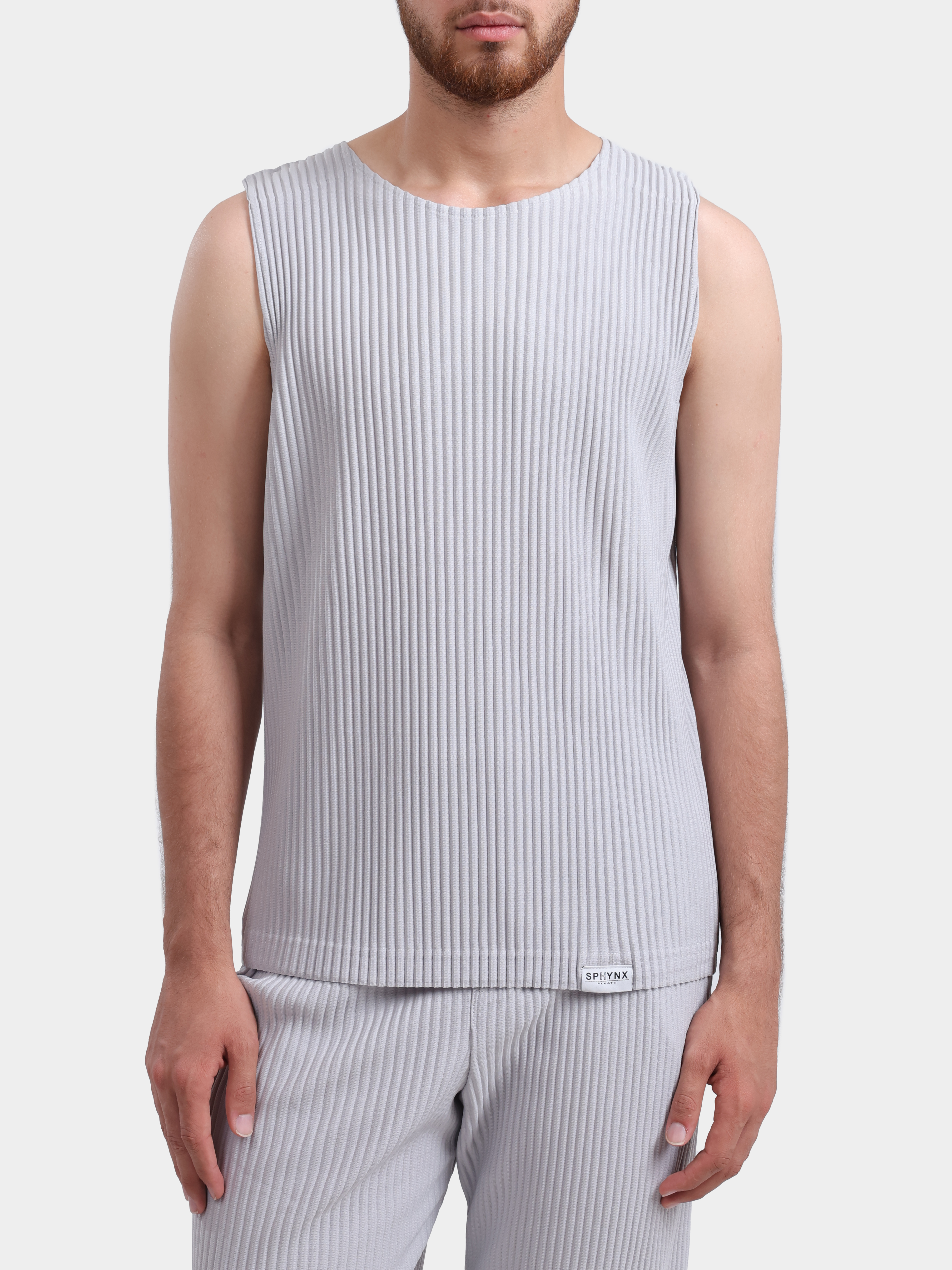Топ Sphynx pleats 9137-2 светло-серый мужской без рукавов плиссированный — купить в интернет-магазине Verdistore