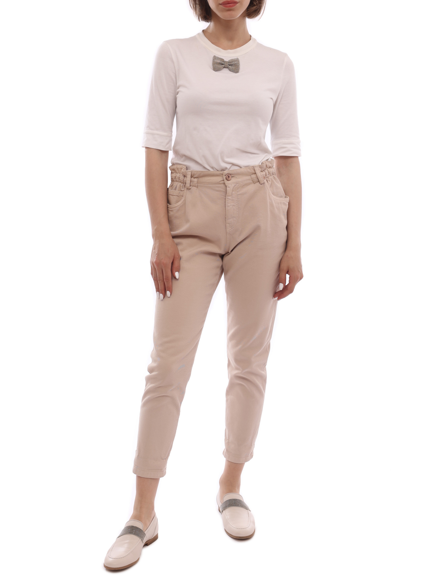 Джинсы Brunello Cucinelli M0Y16P5063 бежевые женские — купить в интернет-магазине Verdistore