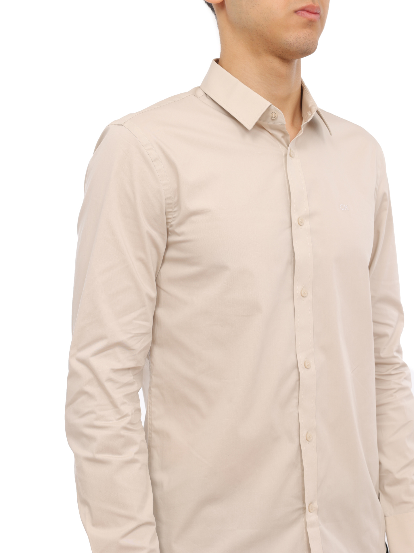 Рубашка Calvin Klein K10K110856 молочная мужская из хлопка — купить в интернет-магазине Verdistore