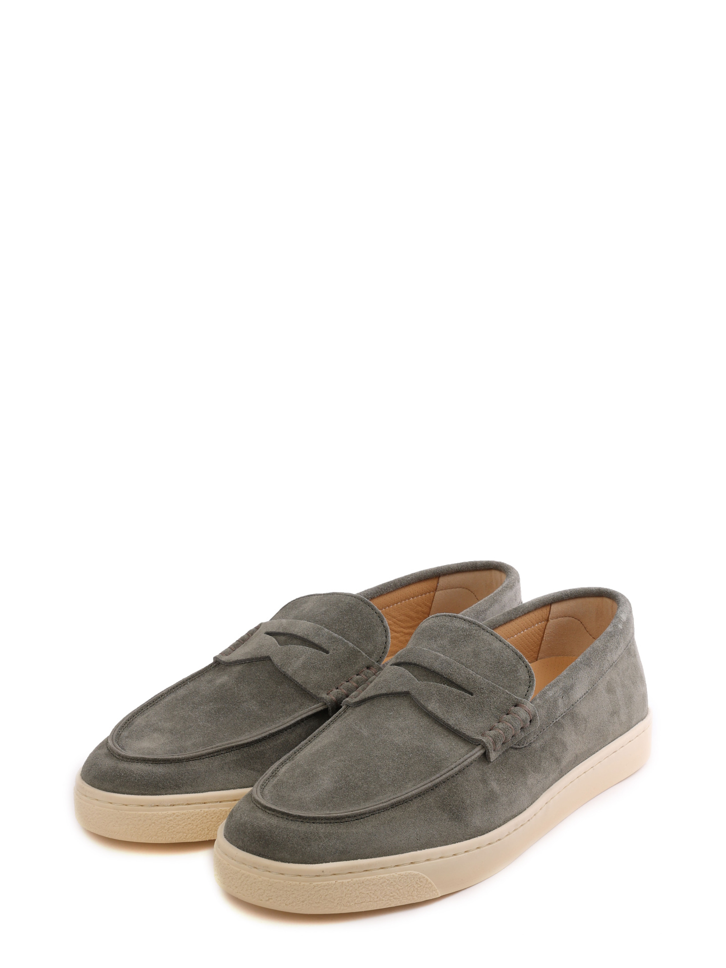 Лоферы Brunello Cucinelli MZUSILN285 C8444 оливковые мужские из замши — купить в интернет-магазине Verdistore