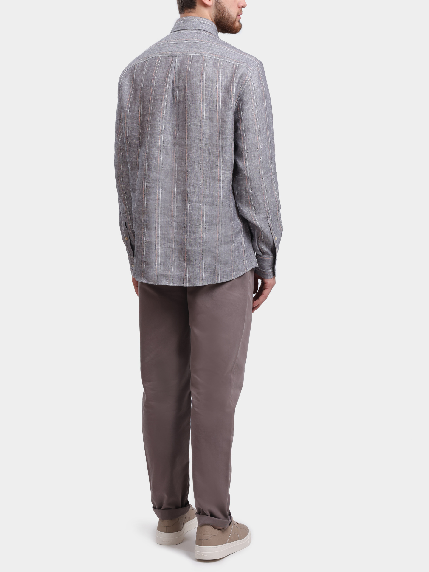 Рубашка Brunello Cucinelli MA6900621 C006 на пуговицах серая мужская — купить в интернет-магазине Verdistore