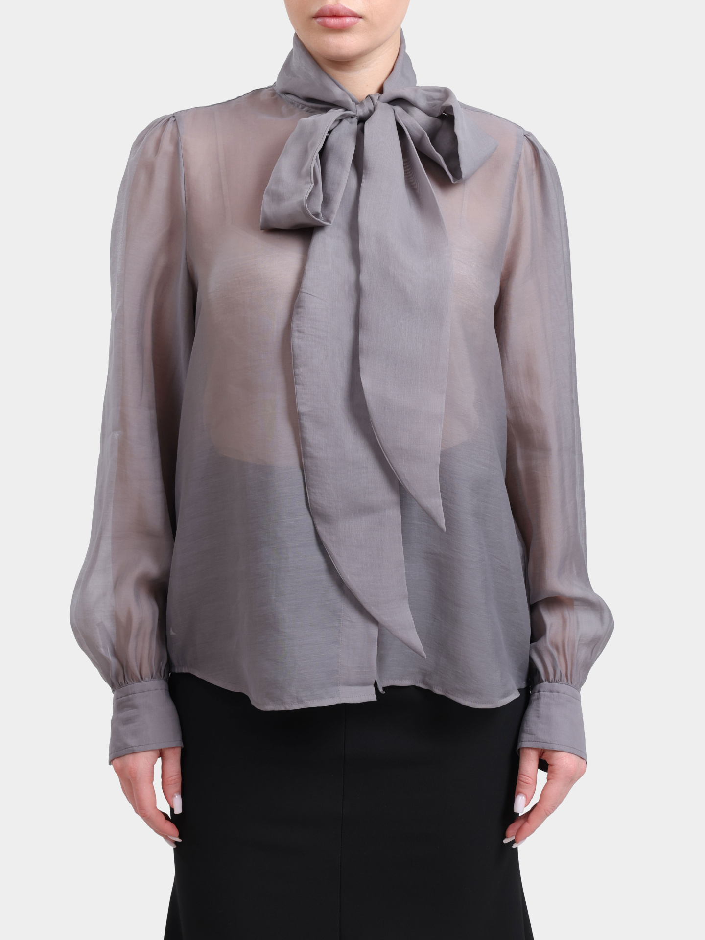 Блуза Hugo 50553205 063 серая женская с бантом — купить в интернет-магазине Verdistore