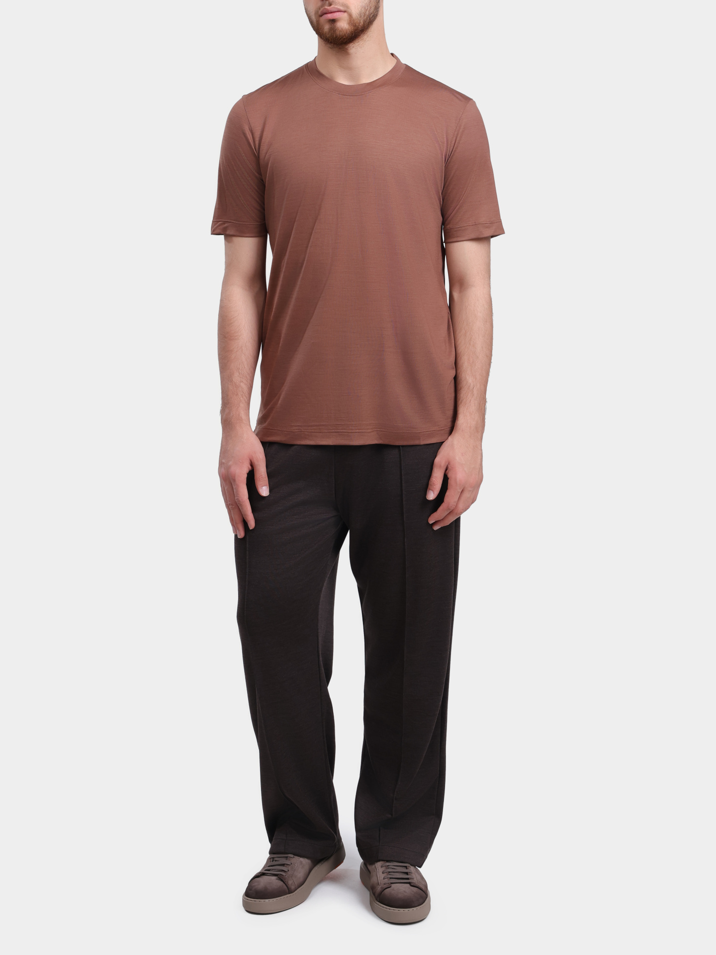 Футболка Marco Pescarolo 53Y04 JAMES 32 терракотовая мужская из шерсти — купить в интернет-магазине Verdistore
