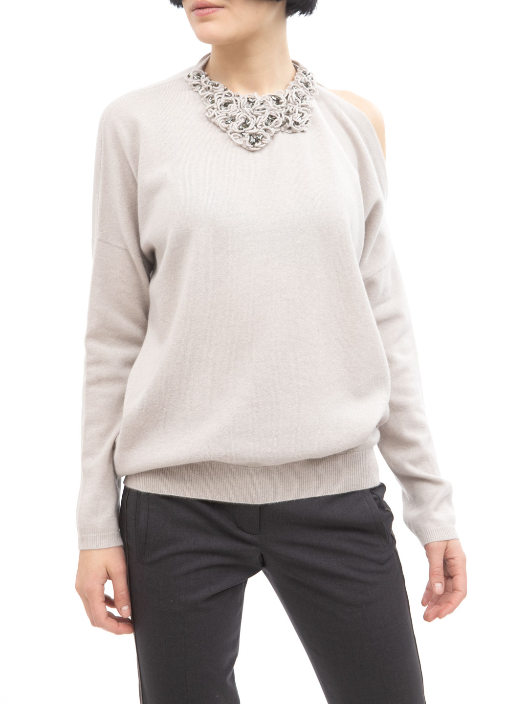 Свитер Brunello Cucinelli M12116109 бежевый женский — купить в интернет-магазине Verdistore