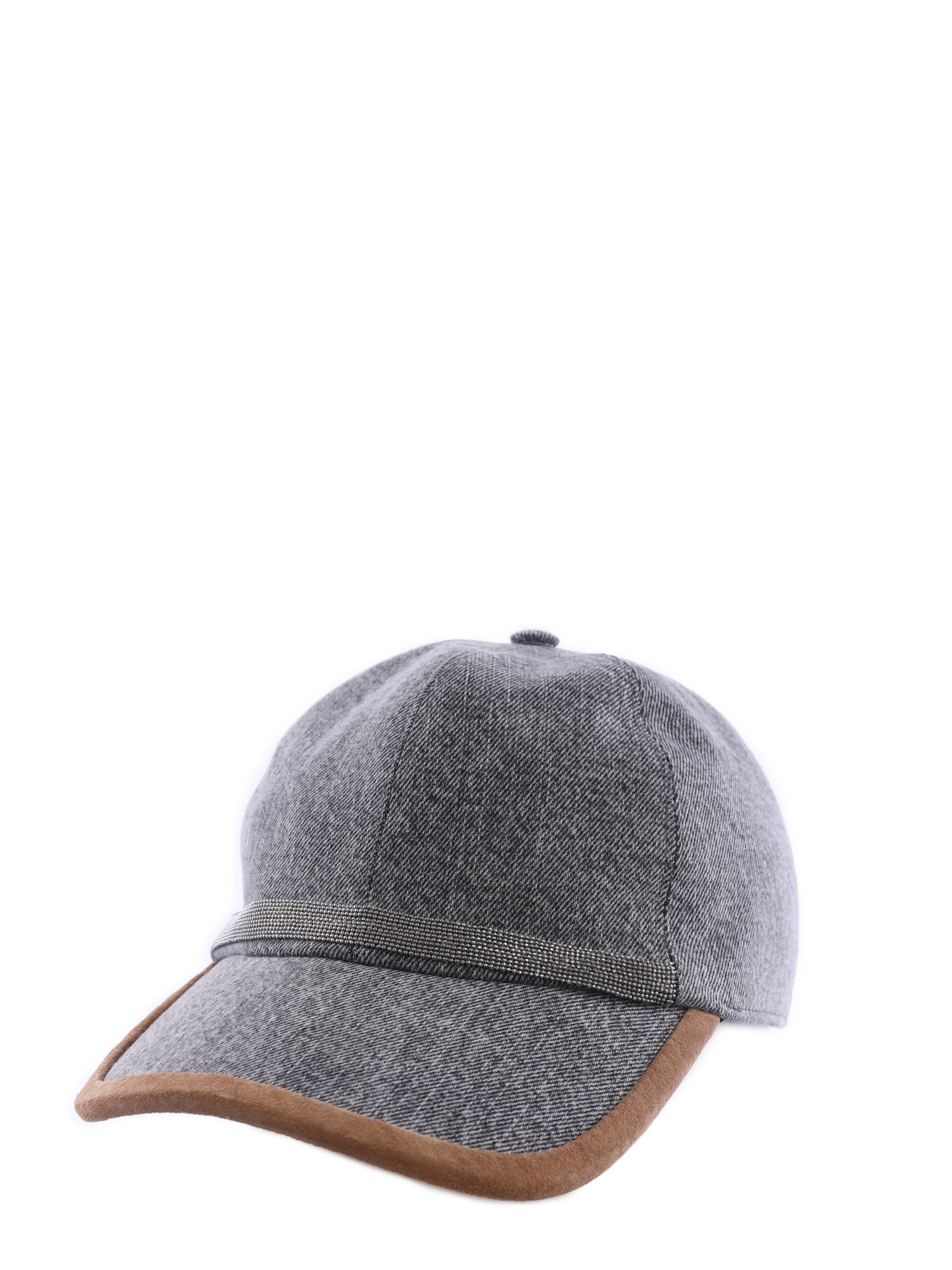 Бейсболка Brunello Cucinelli MCAP90172 CQJ90 серая женская с замшевой окантовкой — купить в интернет-магазине Verdistore