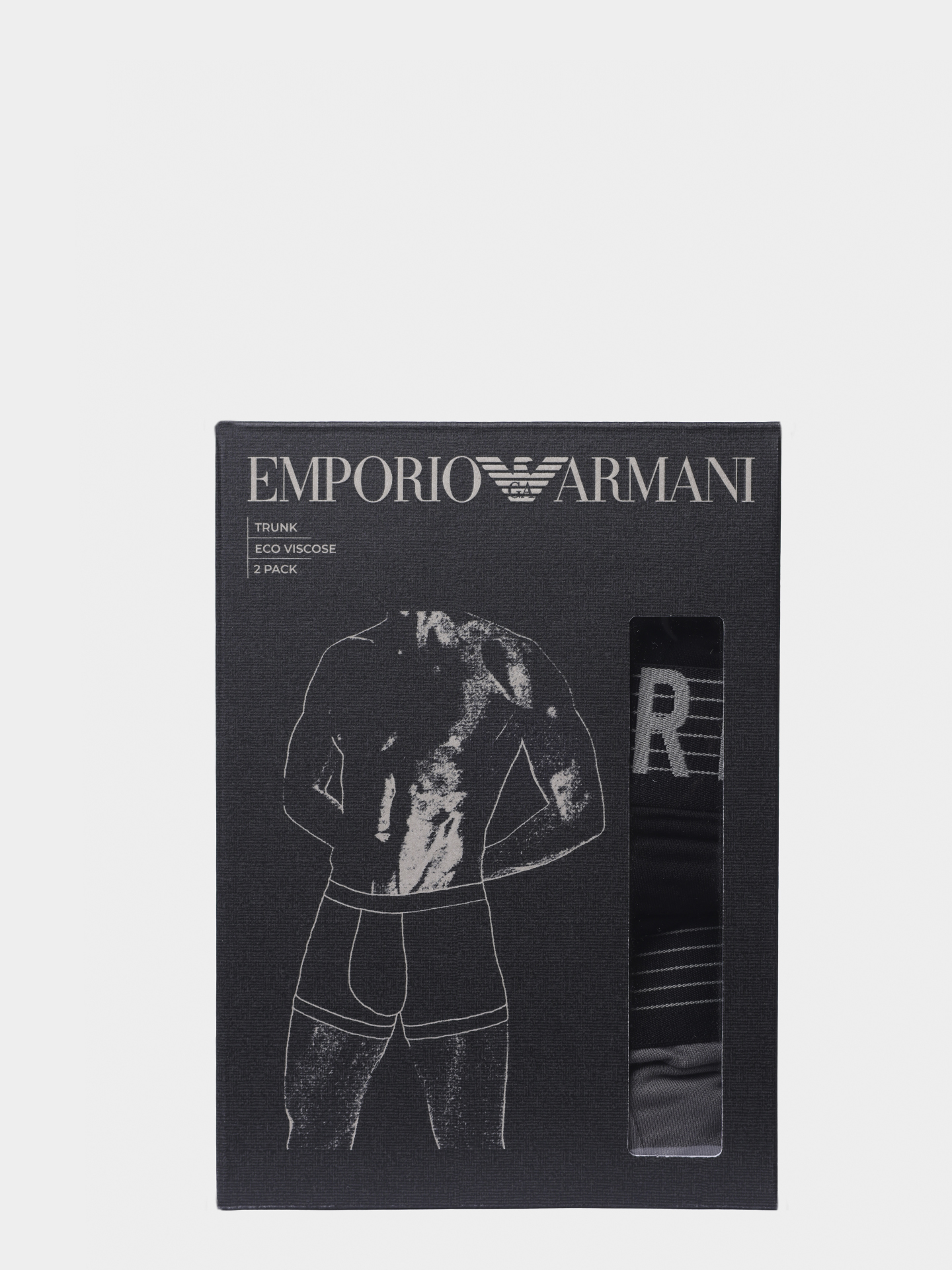 Трусы комплект 2 пары Emporio Armani EM001014 AF18893 MC494 мужские с крупным логотипом на поясе — купить в интернет-магазине Verdistore