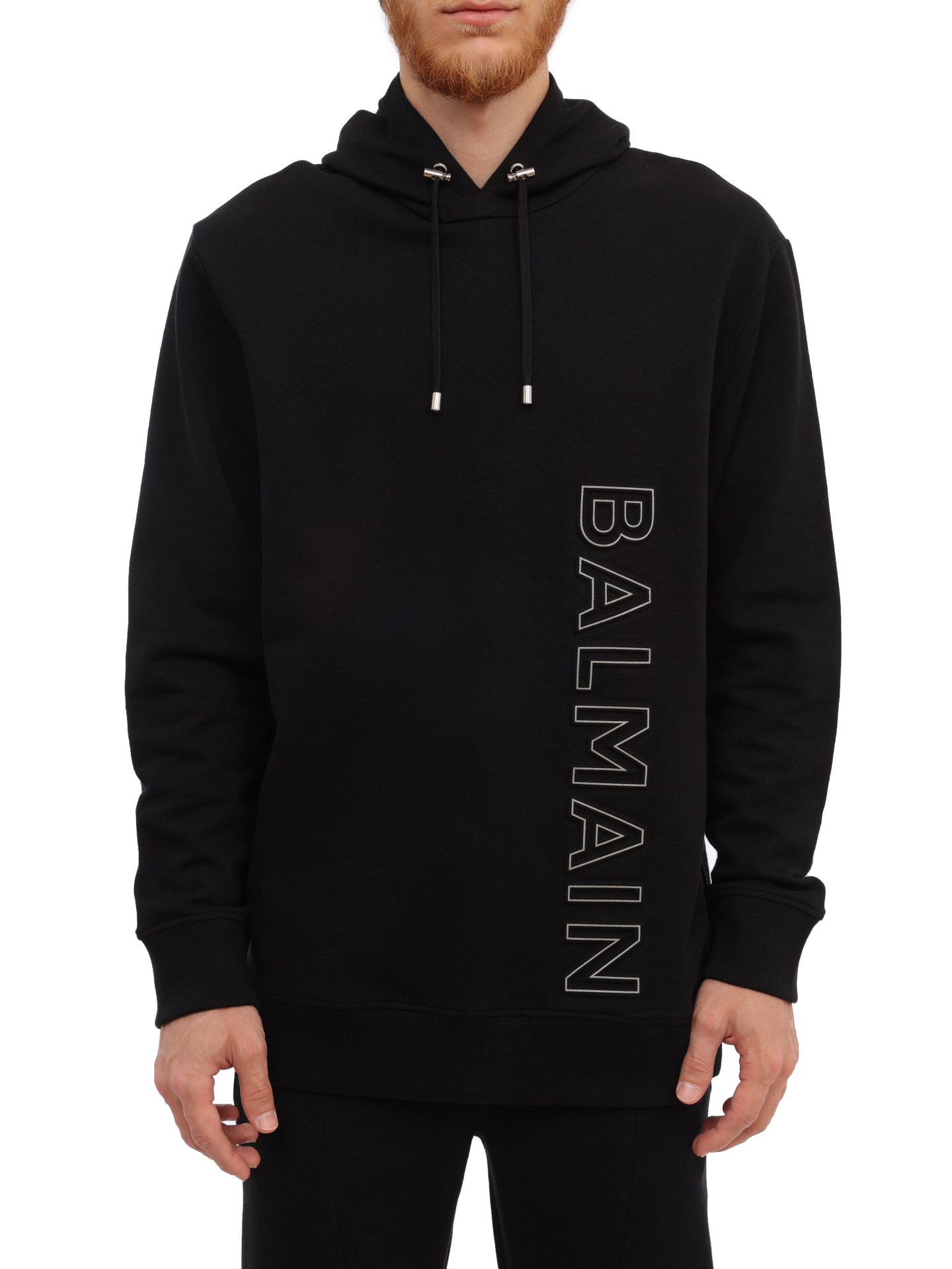 Худи Balmain BH1JT046BC22 EBP черное мужское с логотипом — купить в интернет-магазине Verdistore