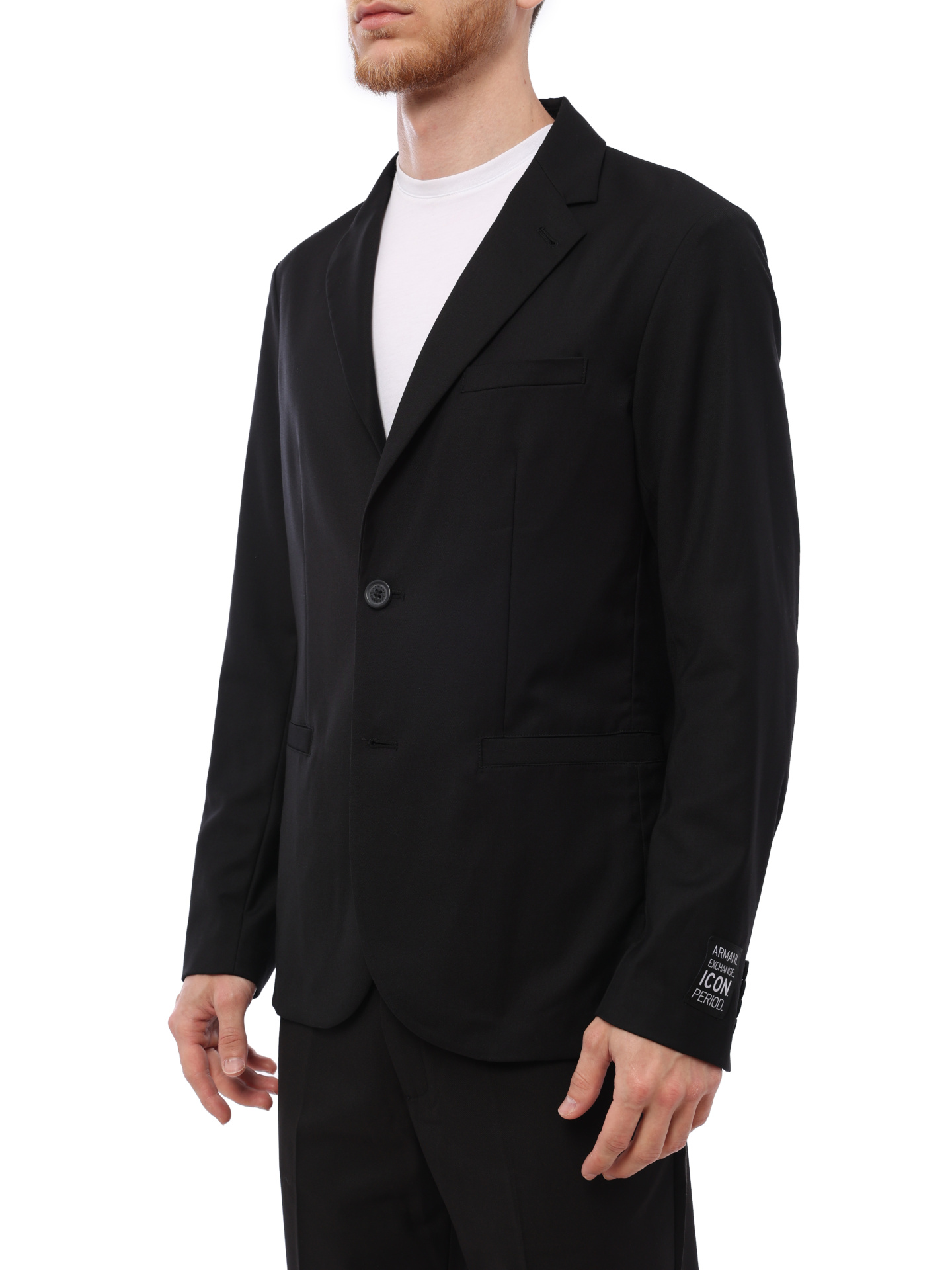 Пиджак Armani Exchange 8NZGP1 ZNPMZ 2240 черный мужской с нашивкой на рукаве — купить в интернет-магазине Verdistore
