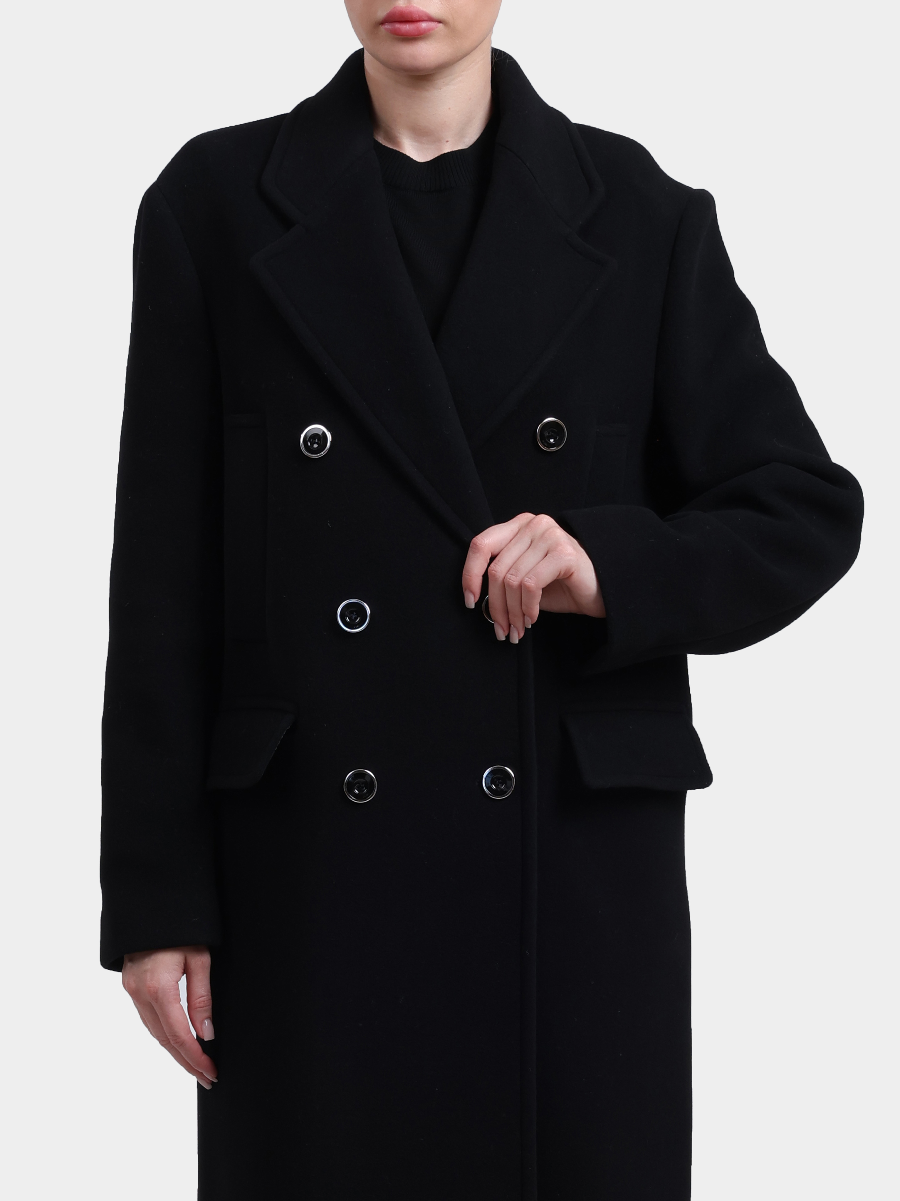 Пальто Pinko 107487 A3FG Z99 двубортное женское из смесовой шерсти — купить в интернет-магазине Verdistore