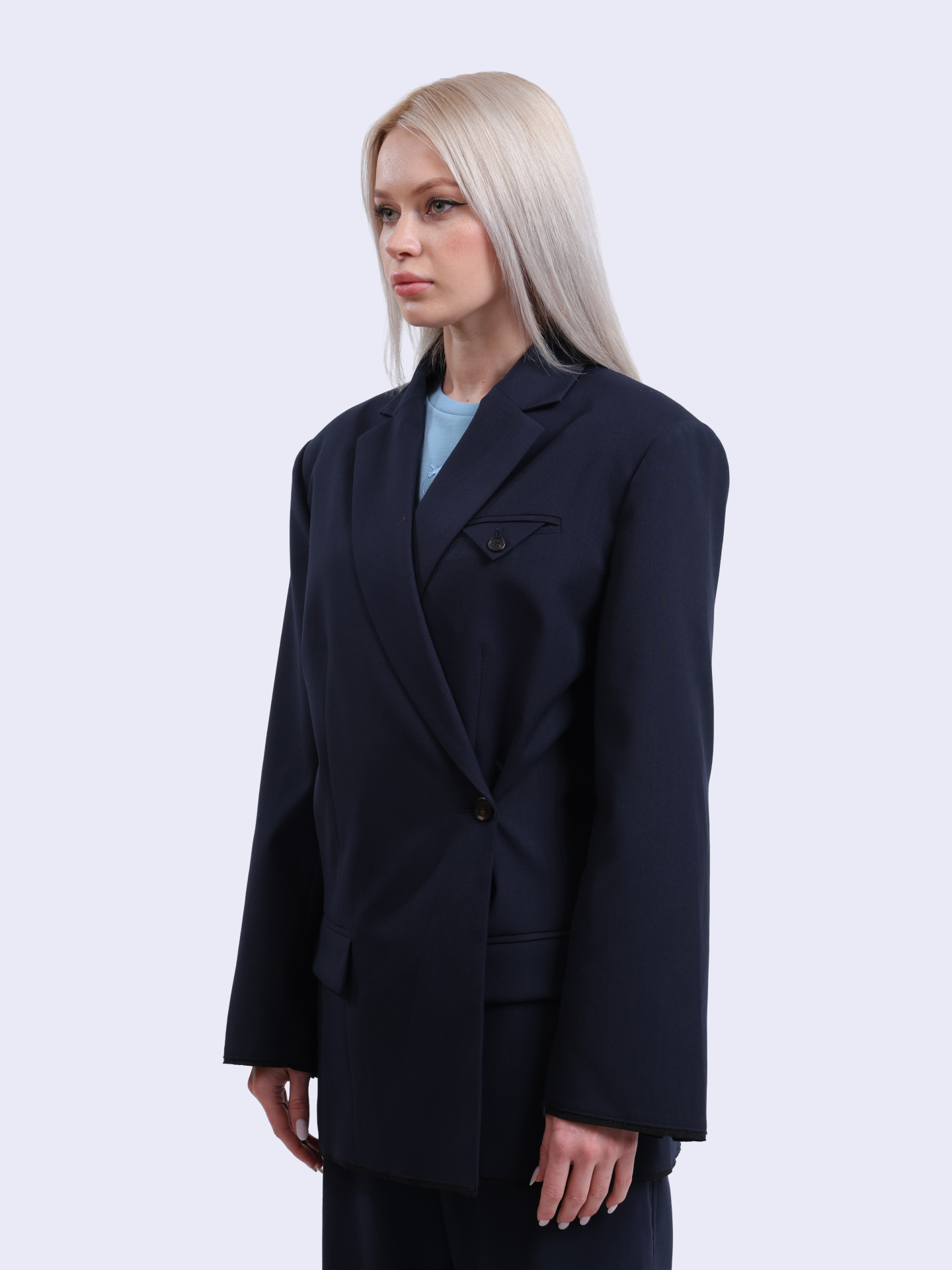 Пиджак 104862 A2BQ G82 темно-синий из окрашенной в пряже ткани — купить в интернет-магазине Verdistore