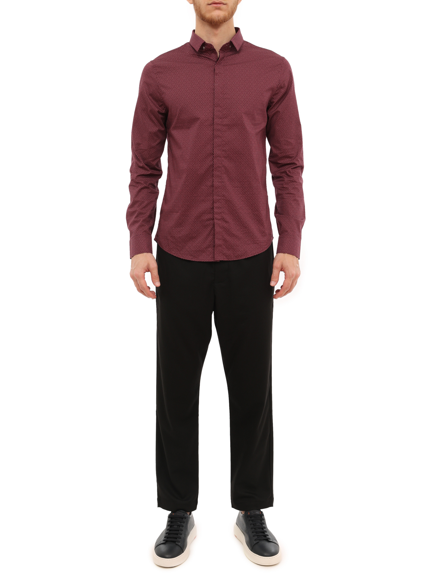 Рубашка Armani Exchange 6LZC25 ZNEAZ 4439 бордовая мужская в мелкую клетку — купить в интернет-магазине Verdistore