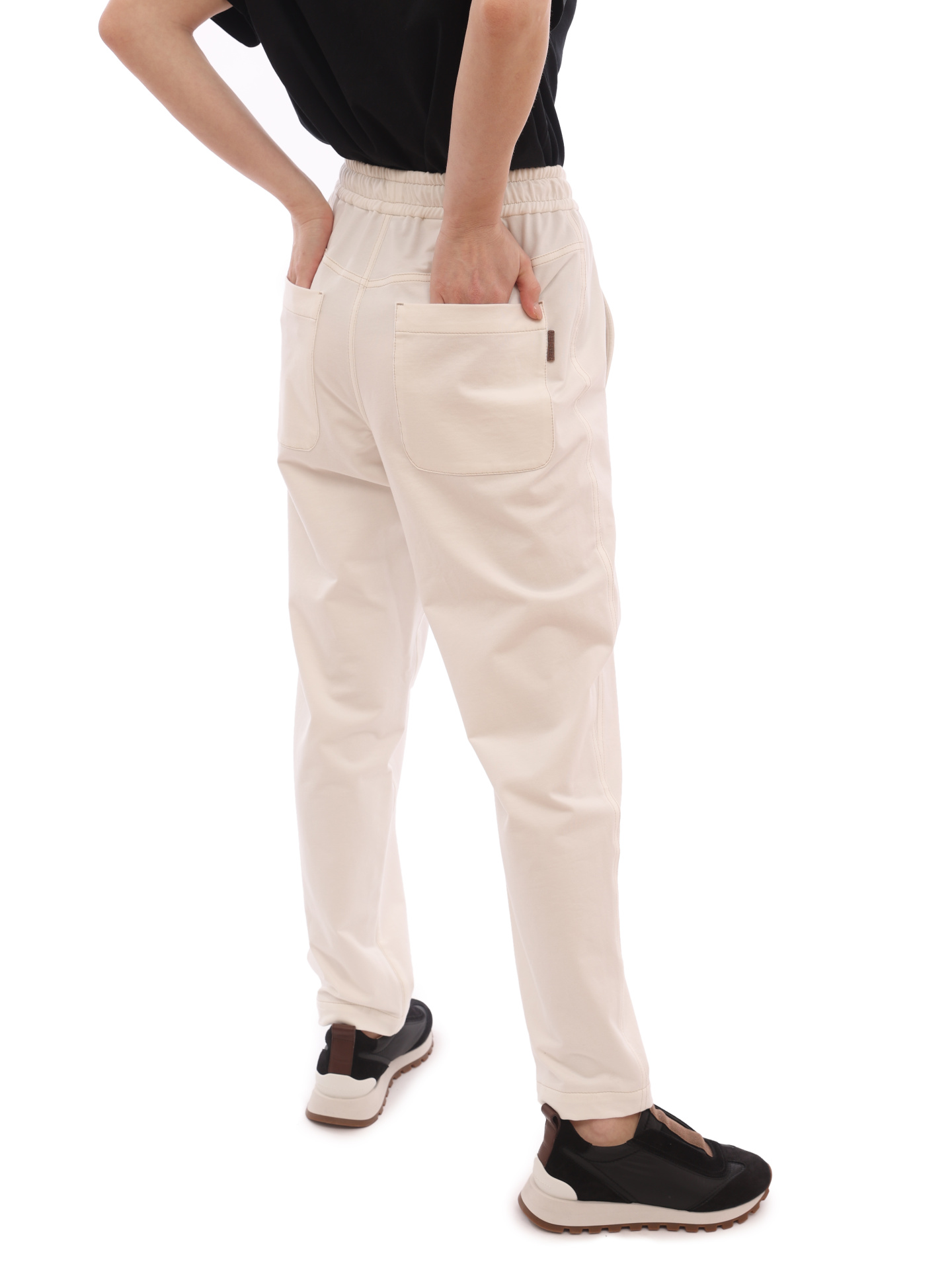 Брюки Brunello Cucinelli MH827P7872 C600 белые женские из хлопка — купить в интернет-магазине Verdistore