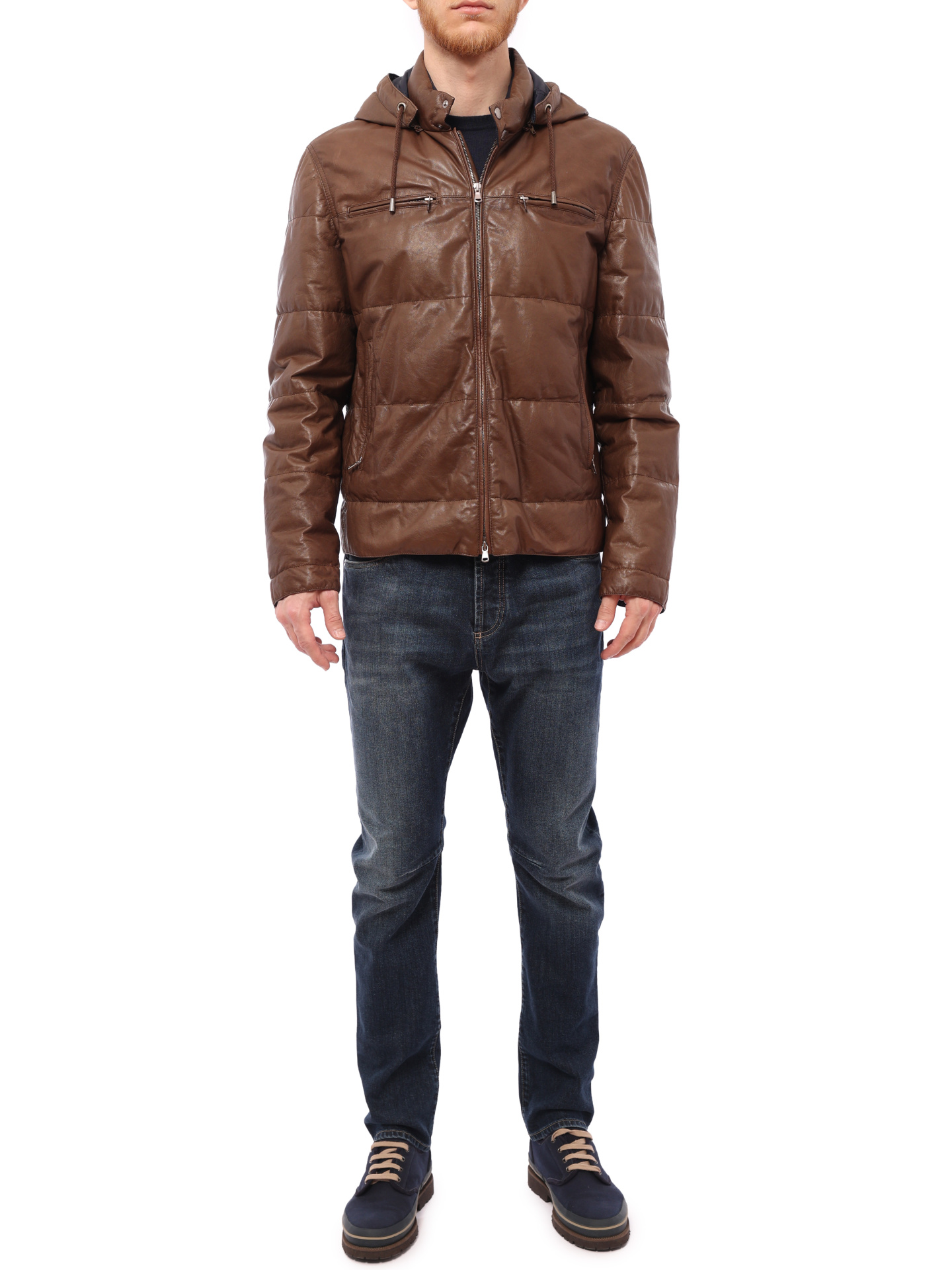 Куртка Brunello Cucinelli M0PNR1090 утепленная мужская из кожи — купить в интернет-магазине Verdistore