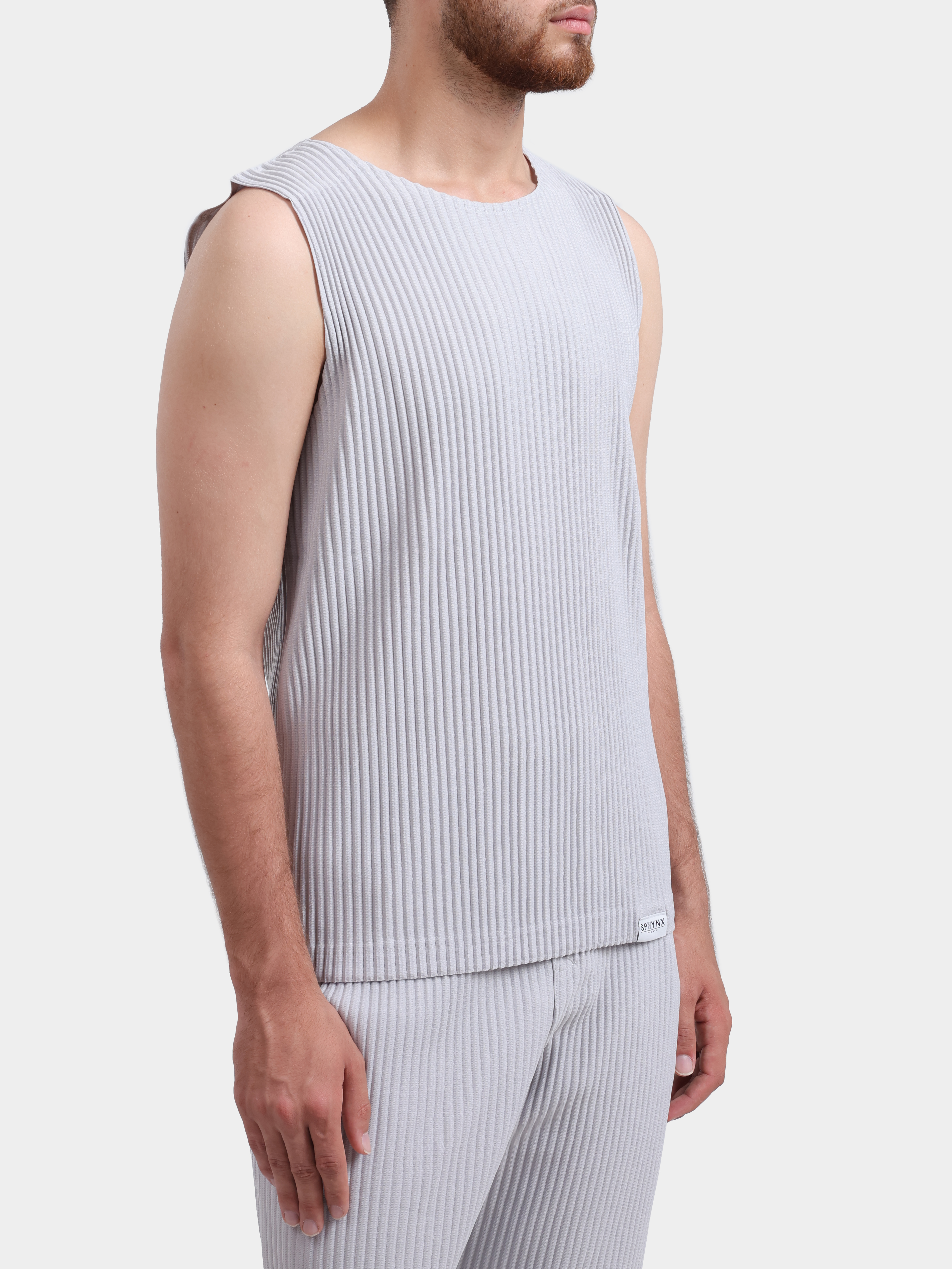 Топ Sphynx pleats 9137-2 светло-серый мужской без рукавов плиссированный — купить в интернет-магазине Verdistore