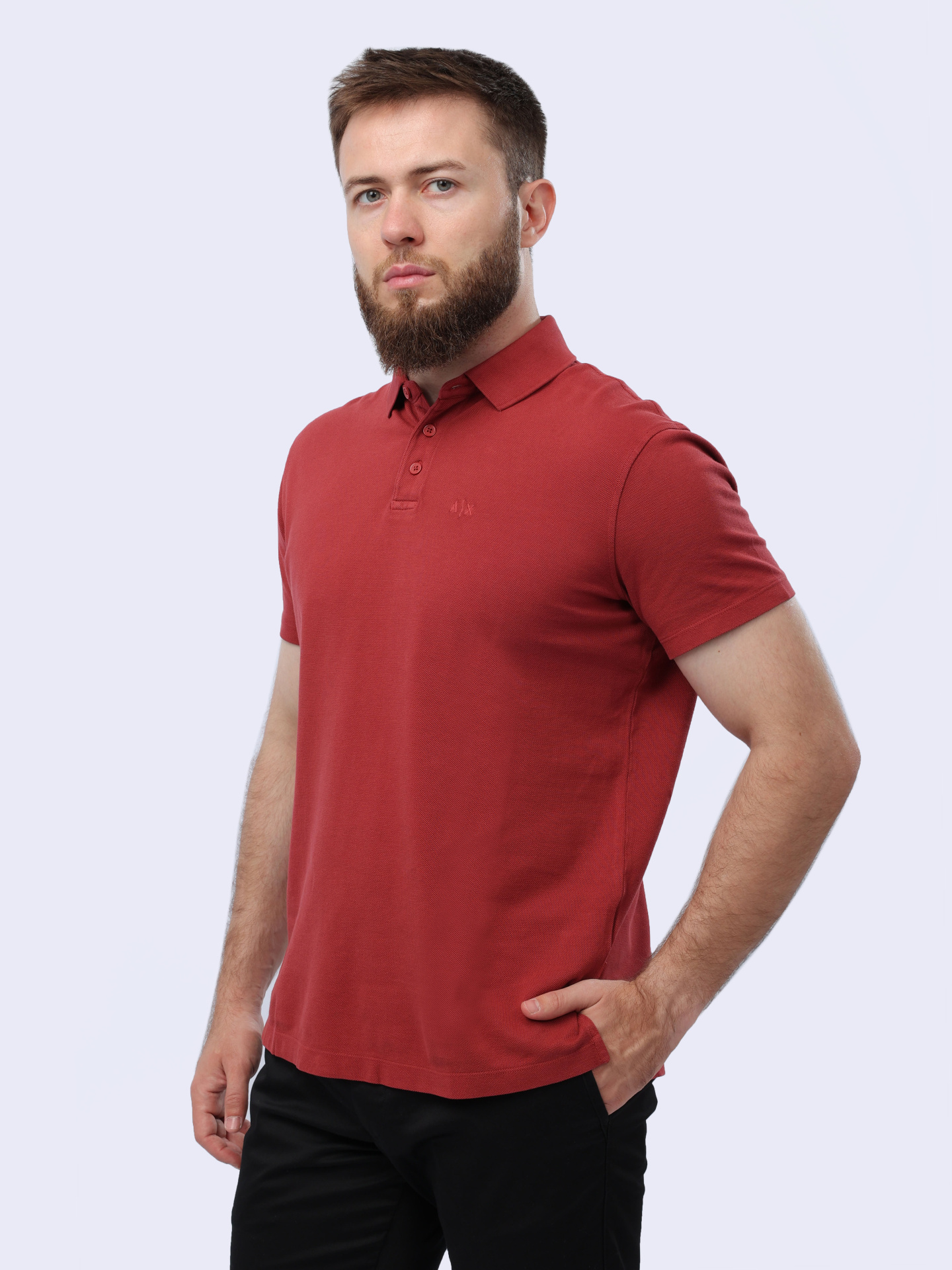 Поло Armani Exchange 3DZFAB ZJXUZ 14BM красное мужское из хлопка — купить в интернет-магазине Verdistore