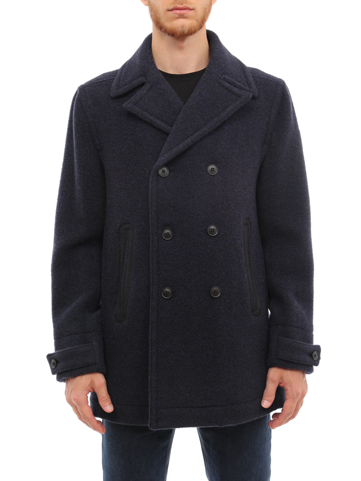 Пальто Boss 50476809 404 темно-синее мужское из шерсти — купить в интернет-магазине Verdistore