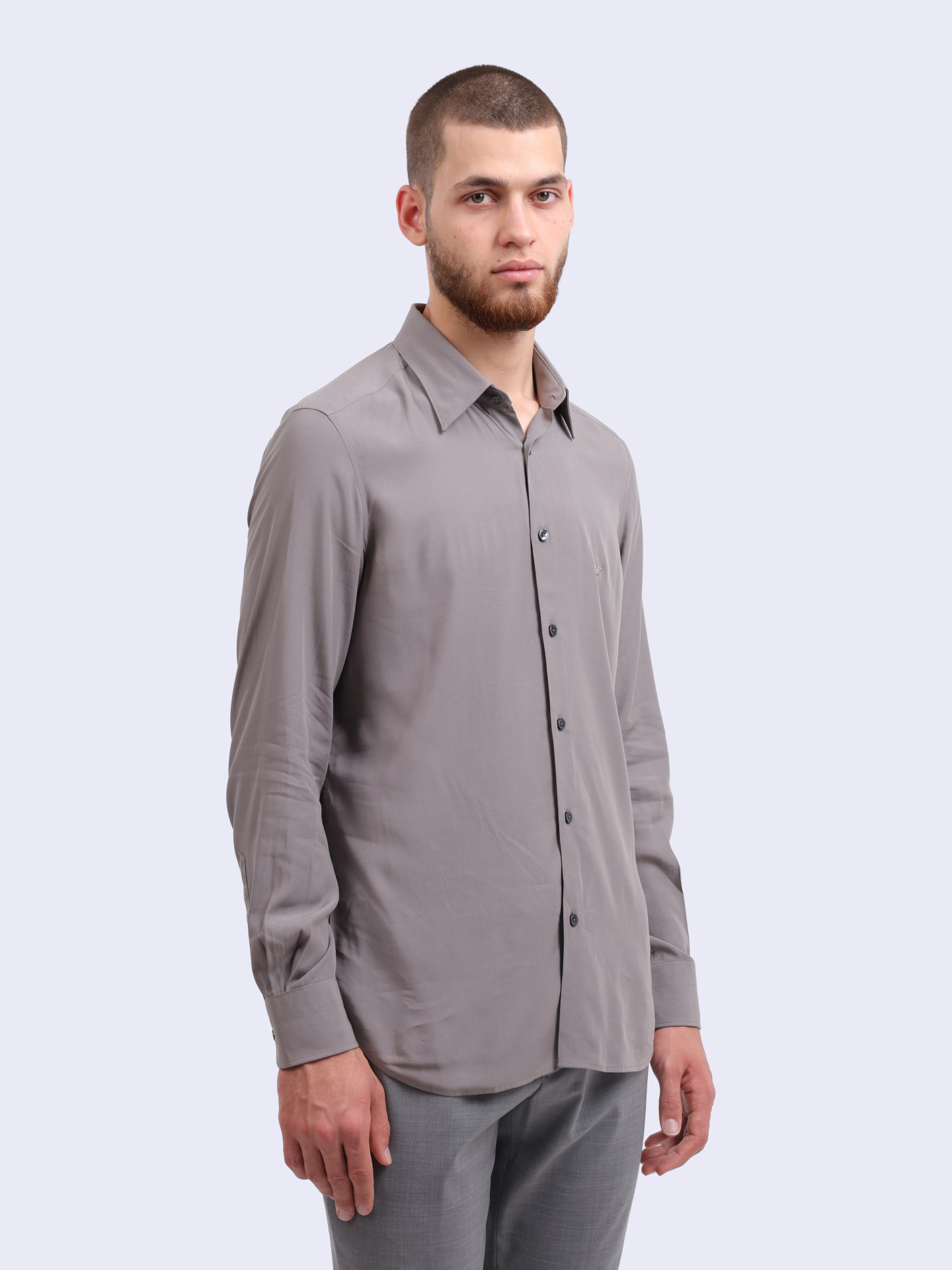 Рубашка Emporio Armani EM001537 AF14214 U6107 серая мужская — купить в интернет-магазине Verdistore