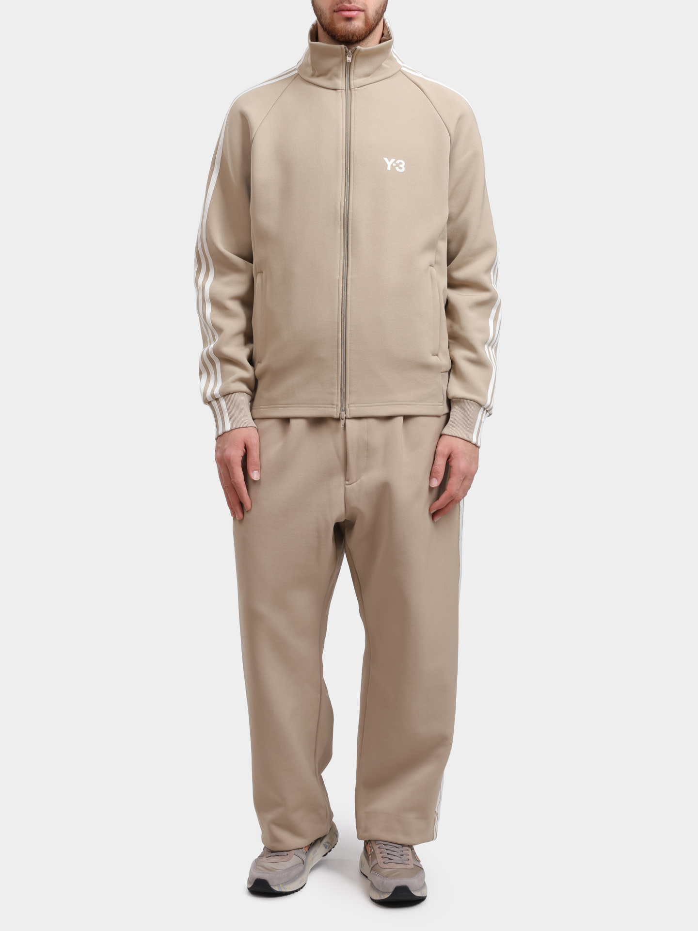 Мастерка Y-3 IZ3125 бежевая мужская с воротником-стойкой — купить в интернет-магазине Verdistore