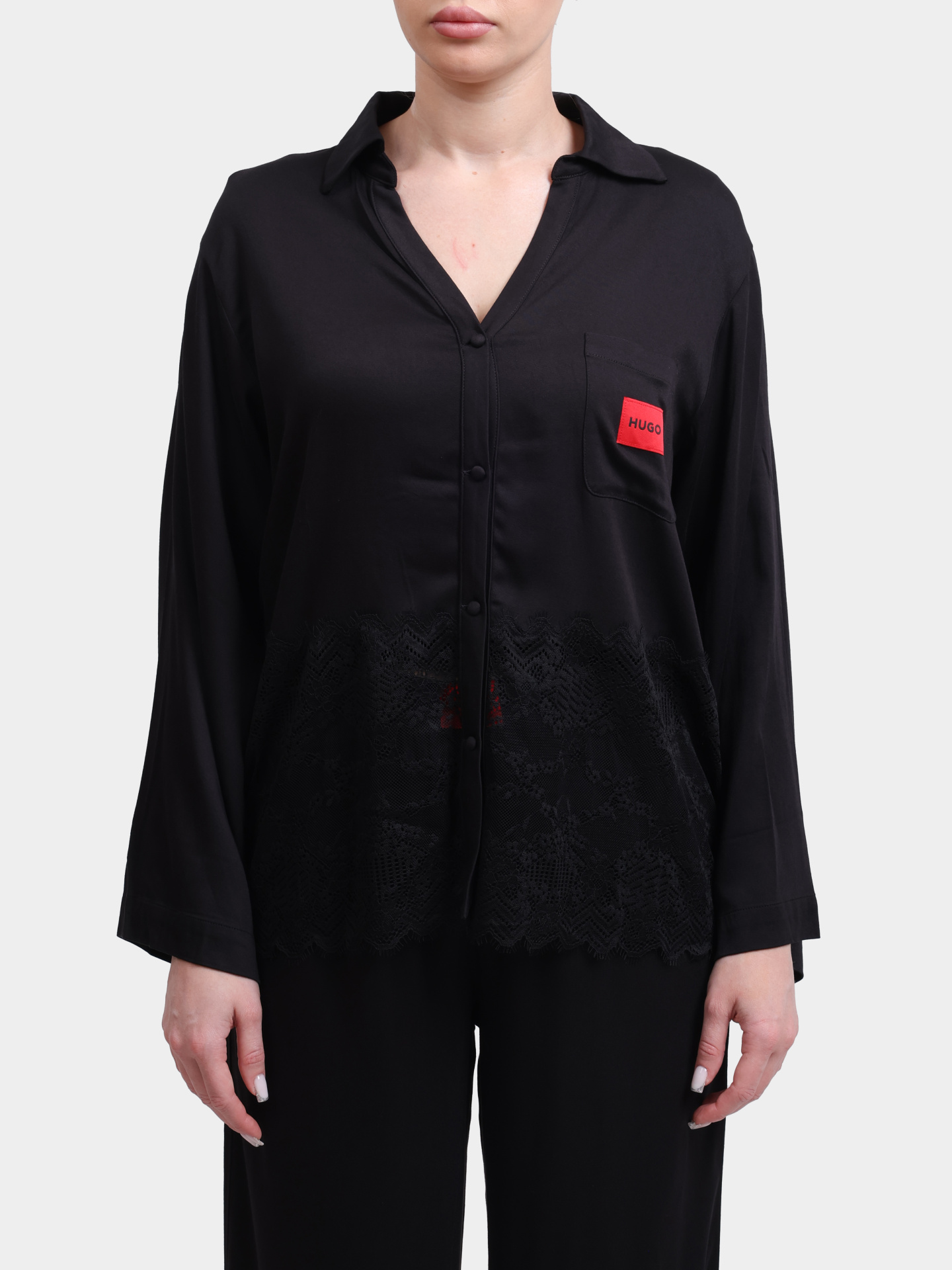 Ночная сорочка RED LABEL LACE_SHIRT 10267405 01 50549982 001 черная женская — купить в интернет-магазине Verdistore
