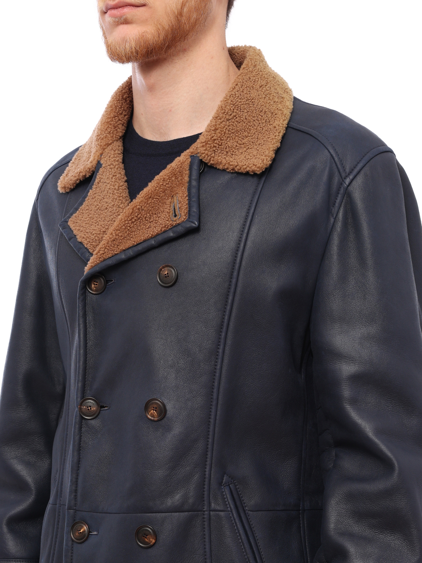 Дубленка Brunello Cucinelli MPMRN1651 C8007 темно-синяя мужская из кожи — купить в интернет-магазине Verdistore