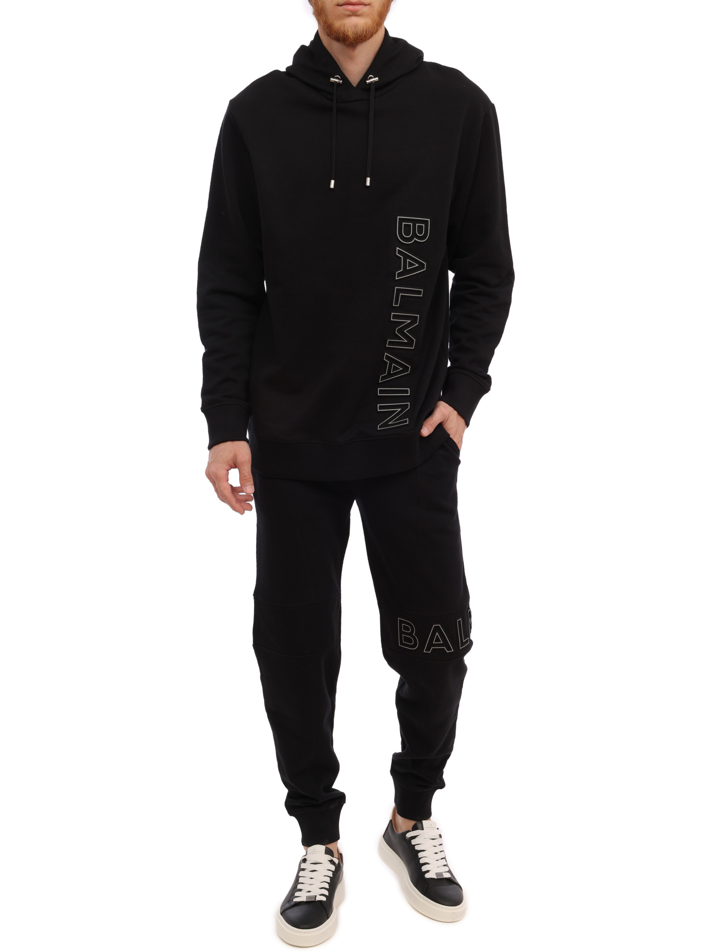 Худи Balmain BH1JT046BC22 EBP черное мужское с логотипом — купить в интернет-магазине Verdistore