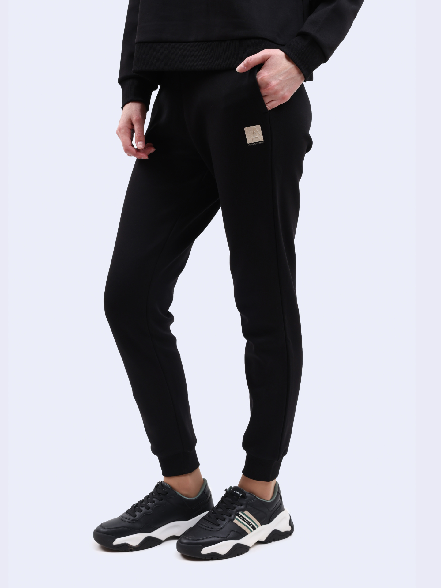 Брюки спортивные Armani Exchange 6DYP82 YJFYZ 1200 черные женские — купить в интернет-магазине Verdistore