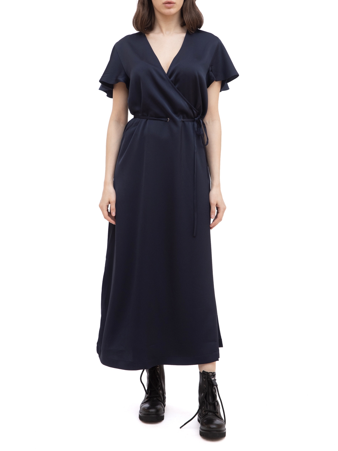 Платье Armani Exchange 3KYA17 YNJ3Z 1593 темно-синее женское на запах — купить в интернет-магазине Verdistore