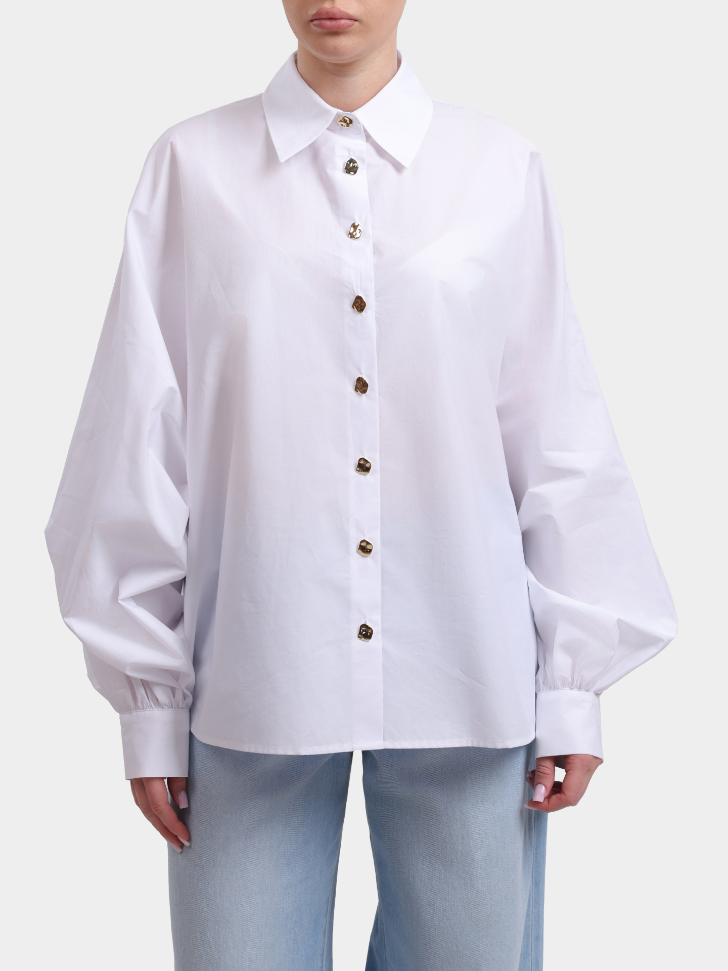 Рубашка Liu-Jo BLACK LABEL CA6250 T039A 11111 белая с широким рукавом и акцентными пуговицами — купить в интернет-магазине Verdistore