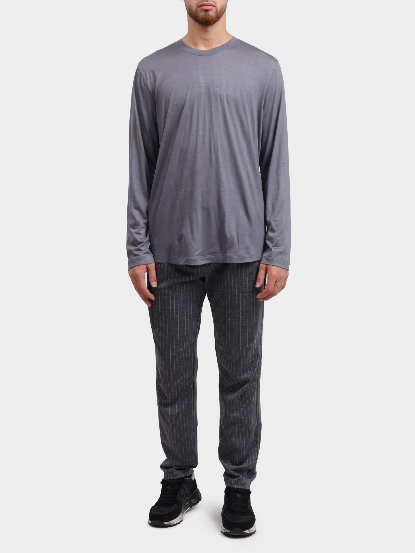 Лонгслив Sease LR040TJ014 N55 серый мужской из шерсти — купить в интернет-магазине Verdistore