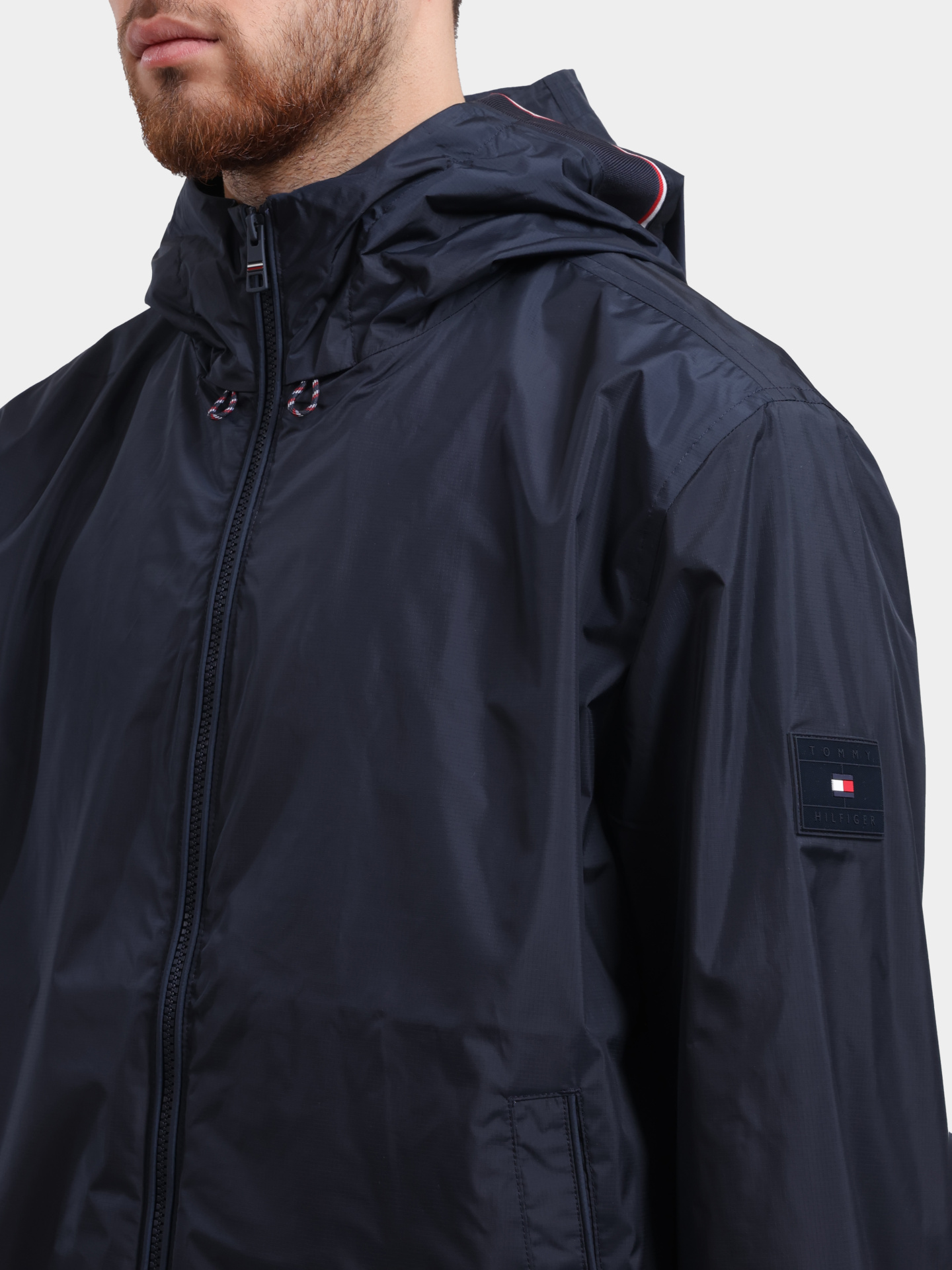 Мастерка Tommy Hilfiger MW0MW40225 темно-синяя мужская с капюшоном — купить в интернет-магазине Verdistore