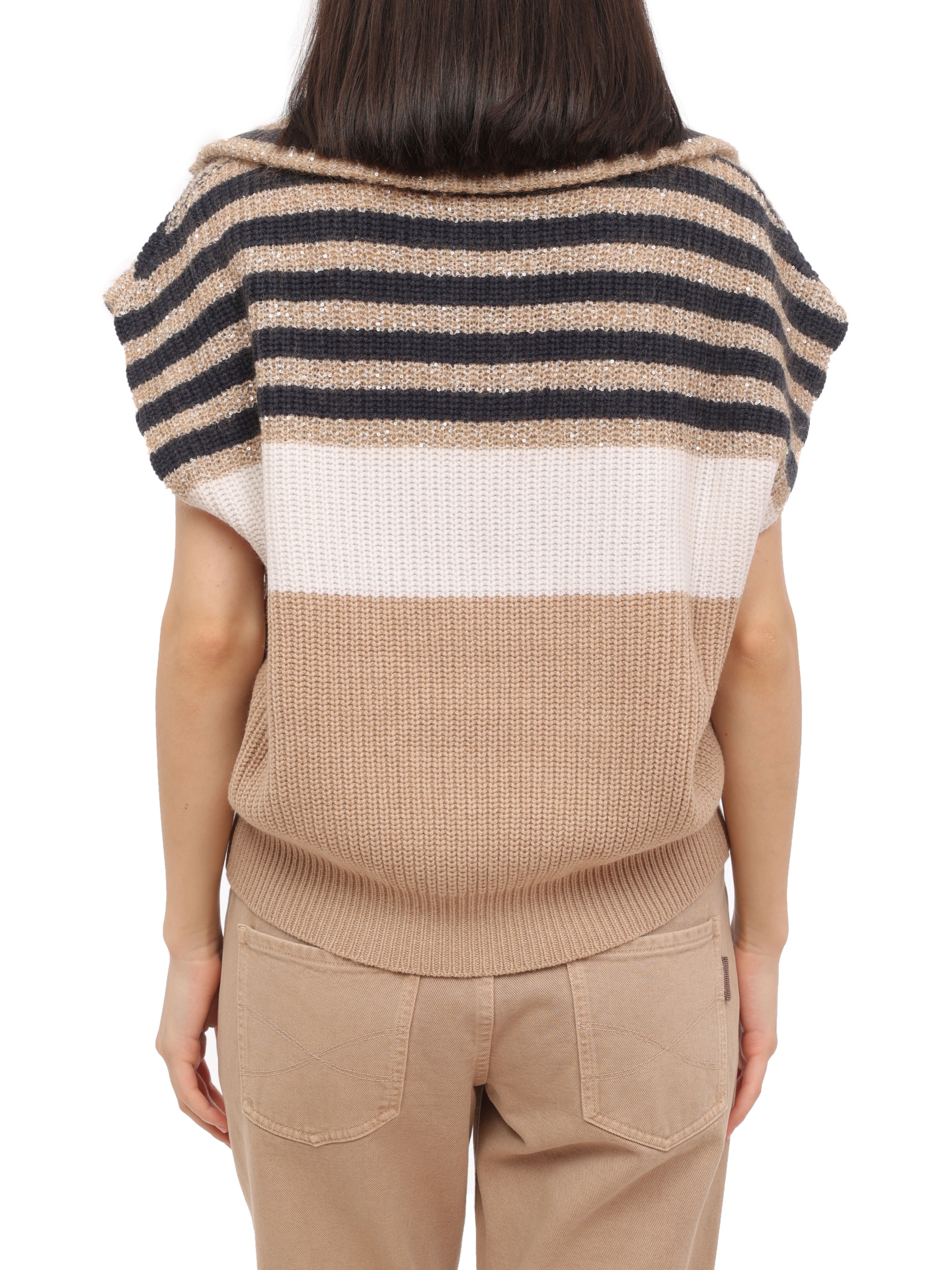 Жилет Brunello Cucinelli M1650B1181 CHK24 комбинированный женский на молнии — купить в интернет-магазине Verdistore