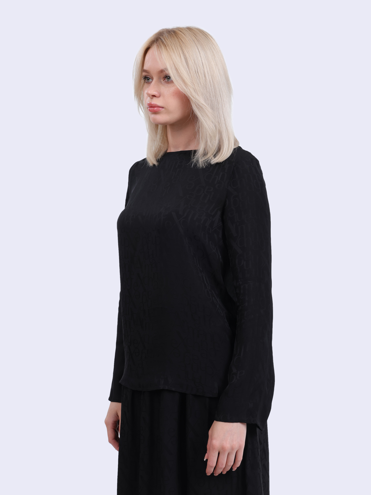 Блуза Armani Exchange XW000149 AF10842 черная женская из струящейся вискозы — купить в интернет-магазине Verdistore
