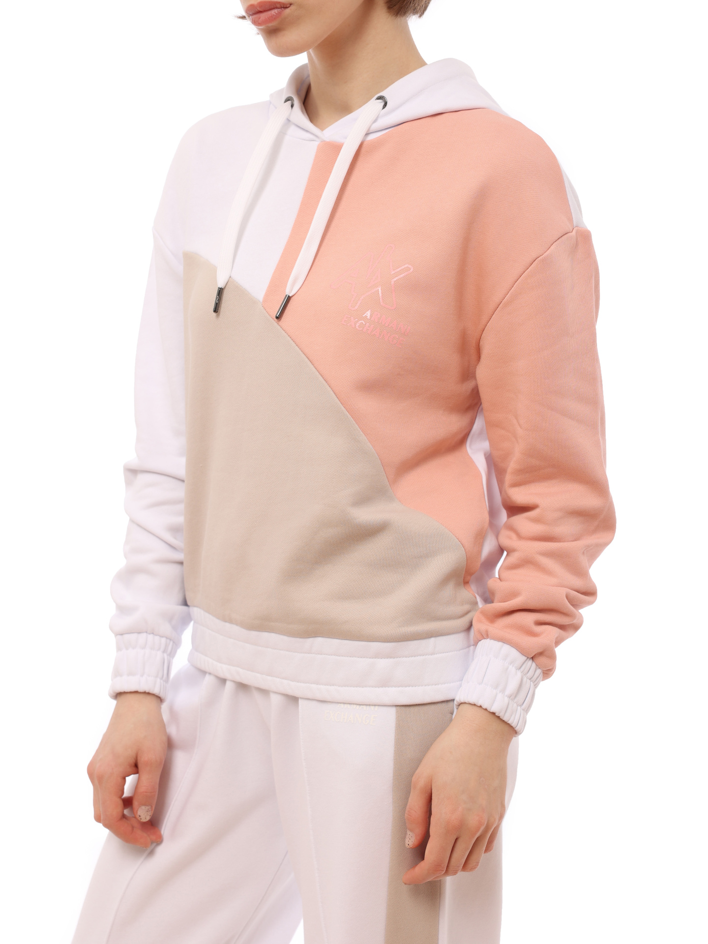 Худи Armani Exchange 3RYM79 YJDHZ 41BB комбинированное женское из хлопка — купить в интернет-магазине Verdistore